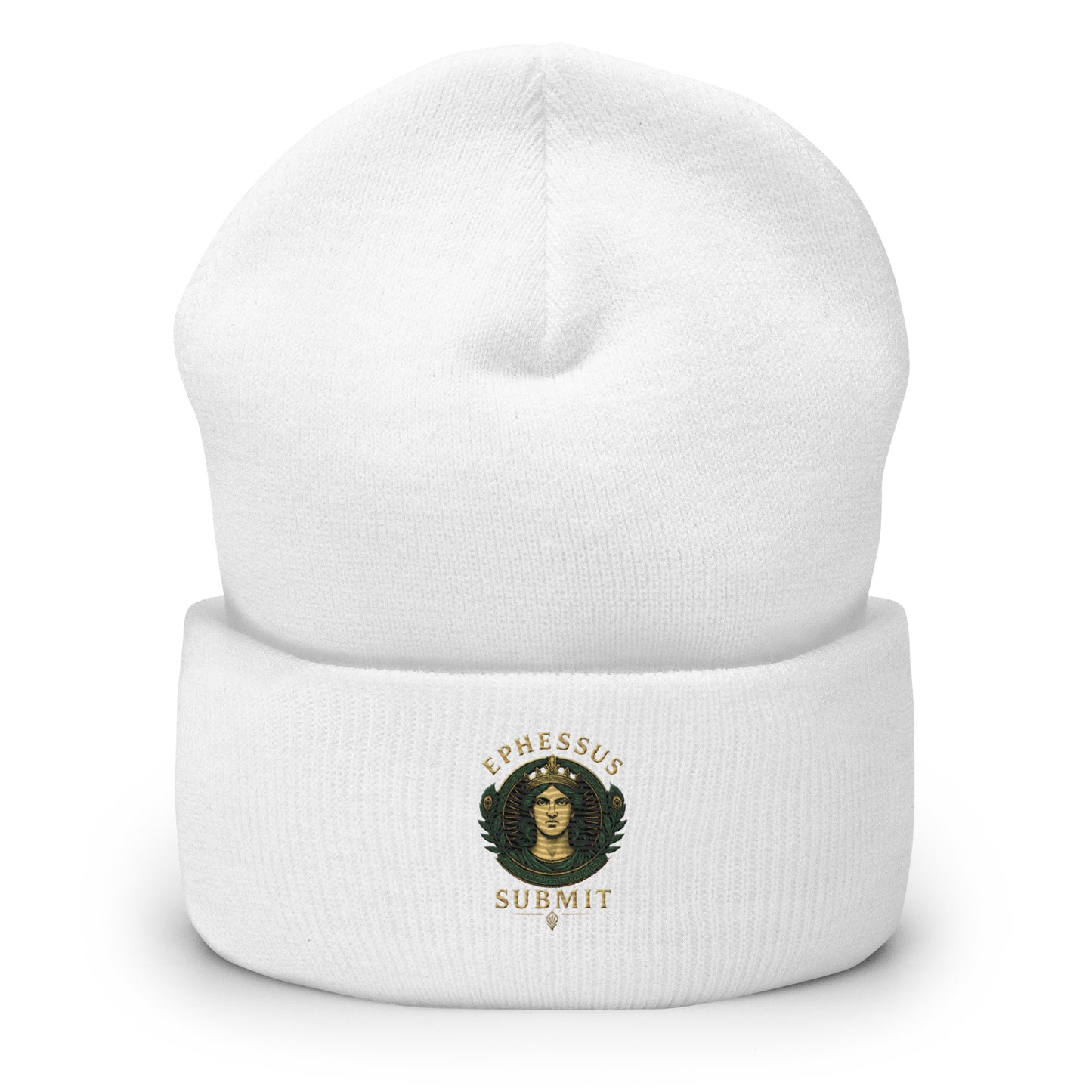 Front view of White Ephessus Hera The Sovereign Queen Divine Feminine Beanie by Enlight Me Center