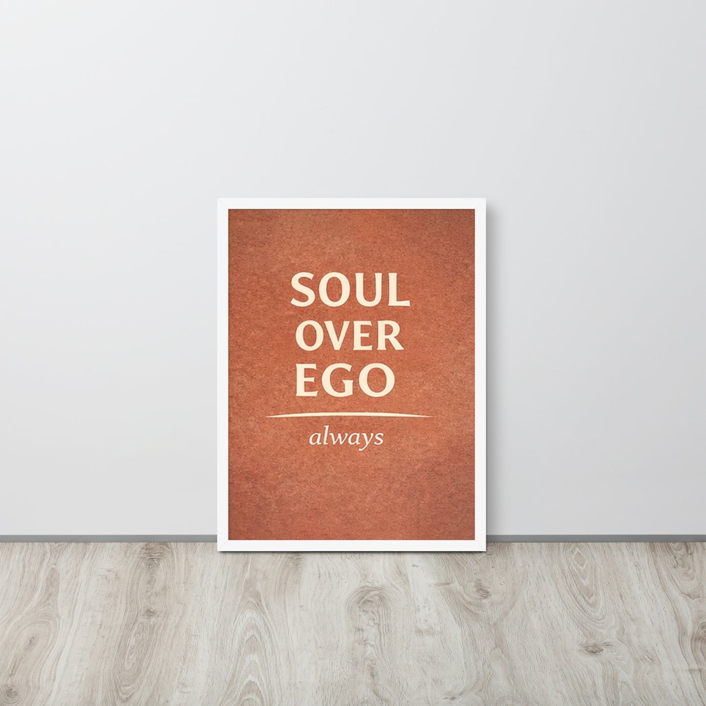 White Soul Over Ego Spiritual Wall Art Framed Poster framed spiritual wall art for mindful home decor