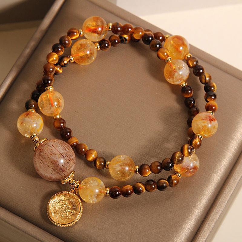Natural Citrine Tiger-eye Bracelet Women Energy Bracelet spiritual accessory for grounding and intentional energy