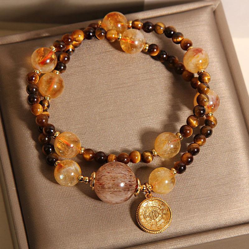 Natural Citrine Tiger-eye Bracelet Women Energy Bracelet spiritual accessory for grounding and intentional energy