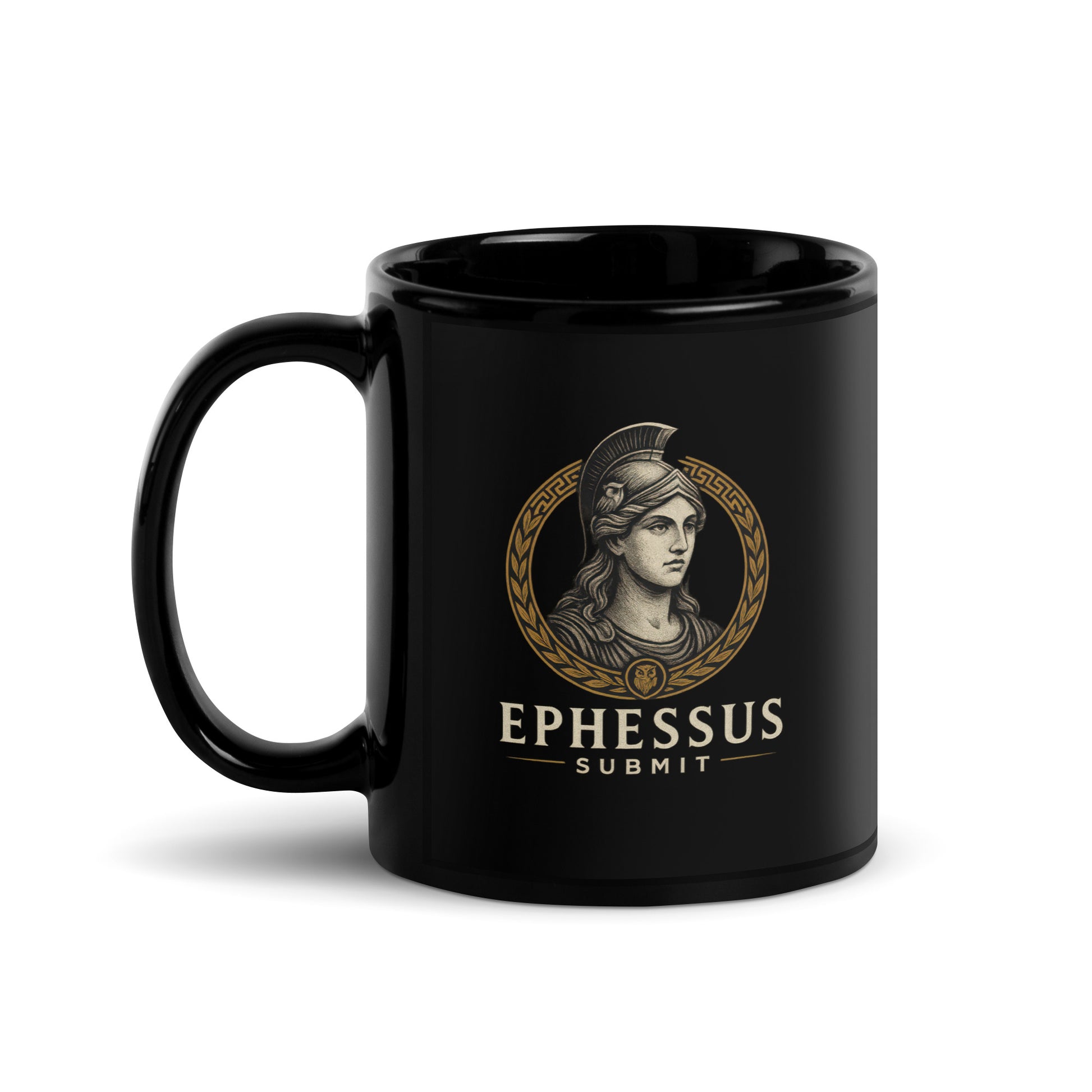 Black Ephessus Athena The Wise Guardian Divine Feminine Mug showing spiritual quote design