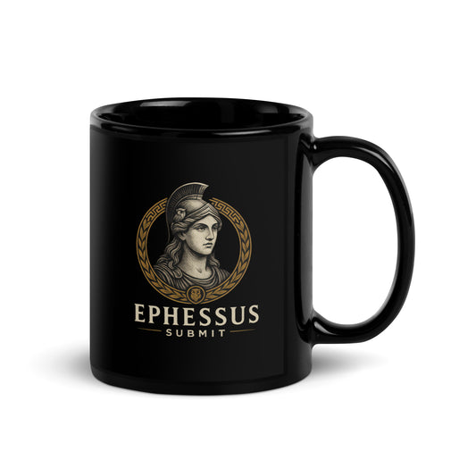 Black Ephessus Athena The Wise Guardian Divine Feminine Mug showing spiritual quote design