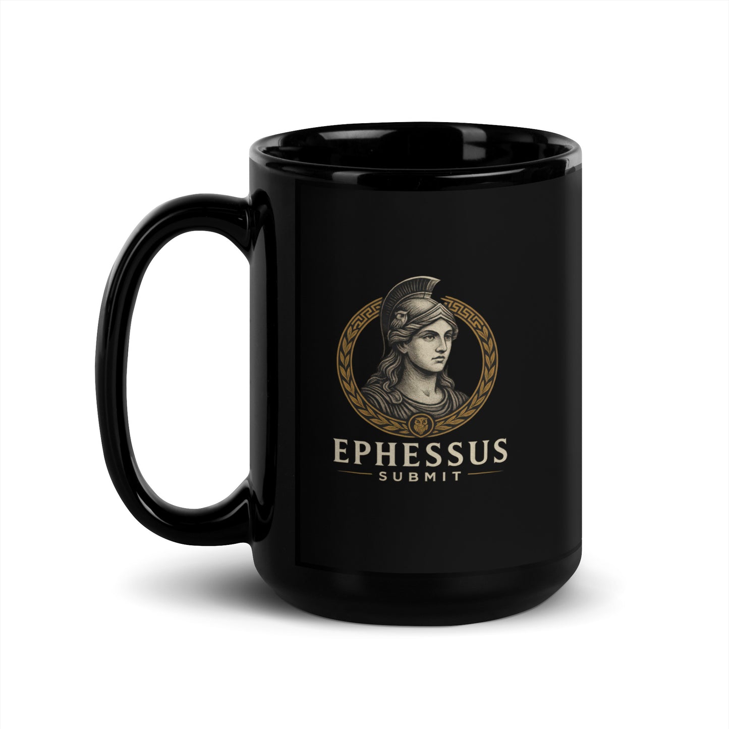 Black Ephessus Athena The Wise Guardian Divine Feminine Mug showing spiritual quote design