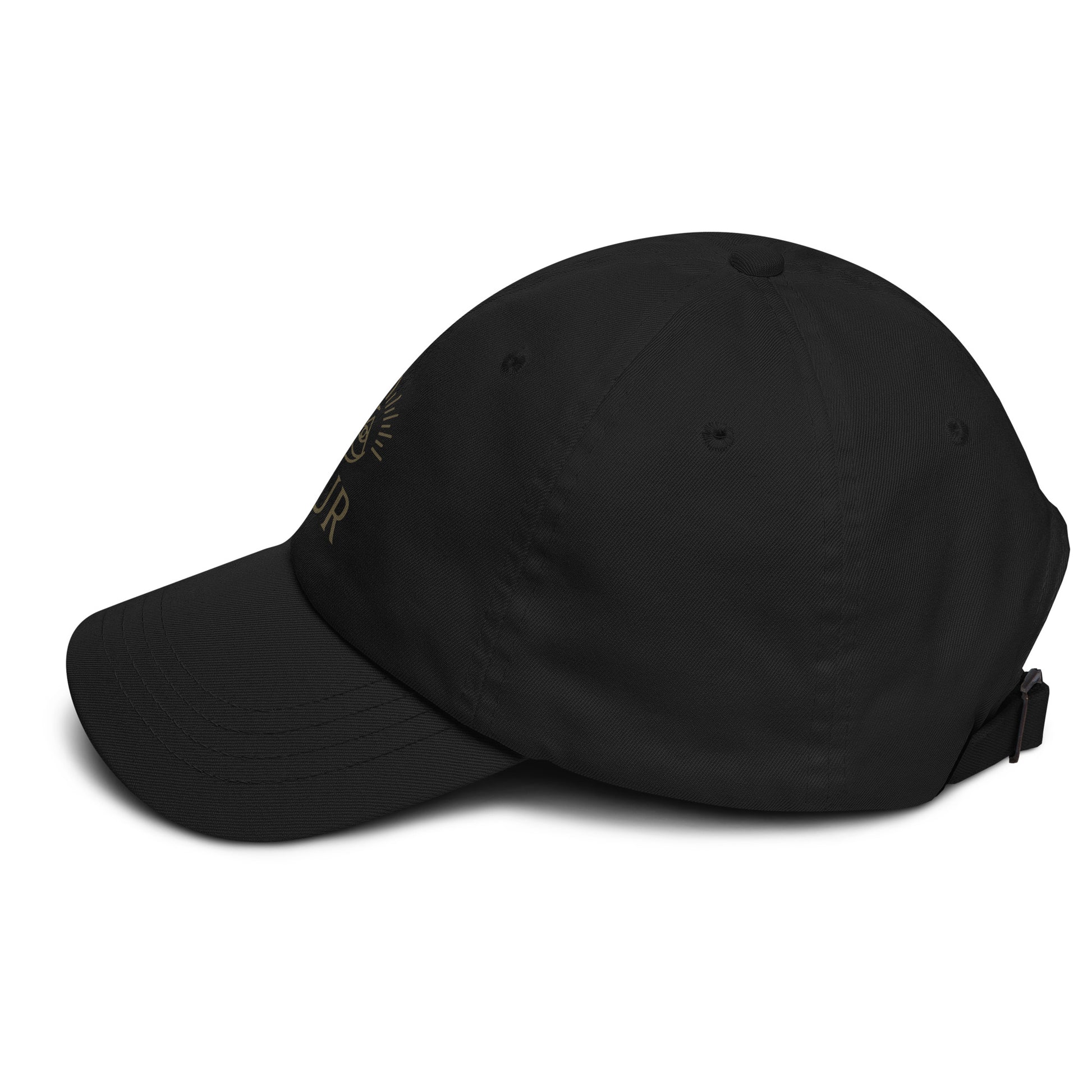 Side view of Black NUR Spiritual Hat by Enlight Me Center