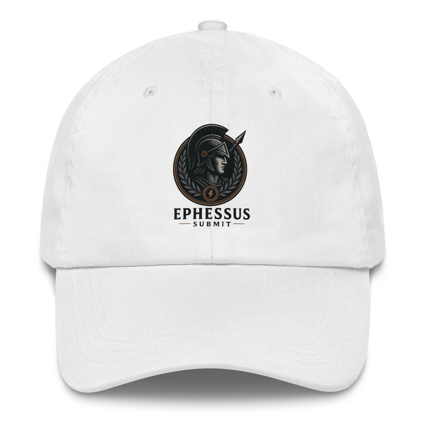 Front view of White Ephessus Athena Eternal Warrior Divine Feminine Hat by Enlight Me Center