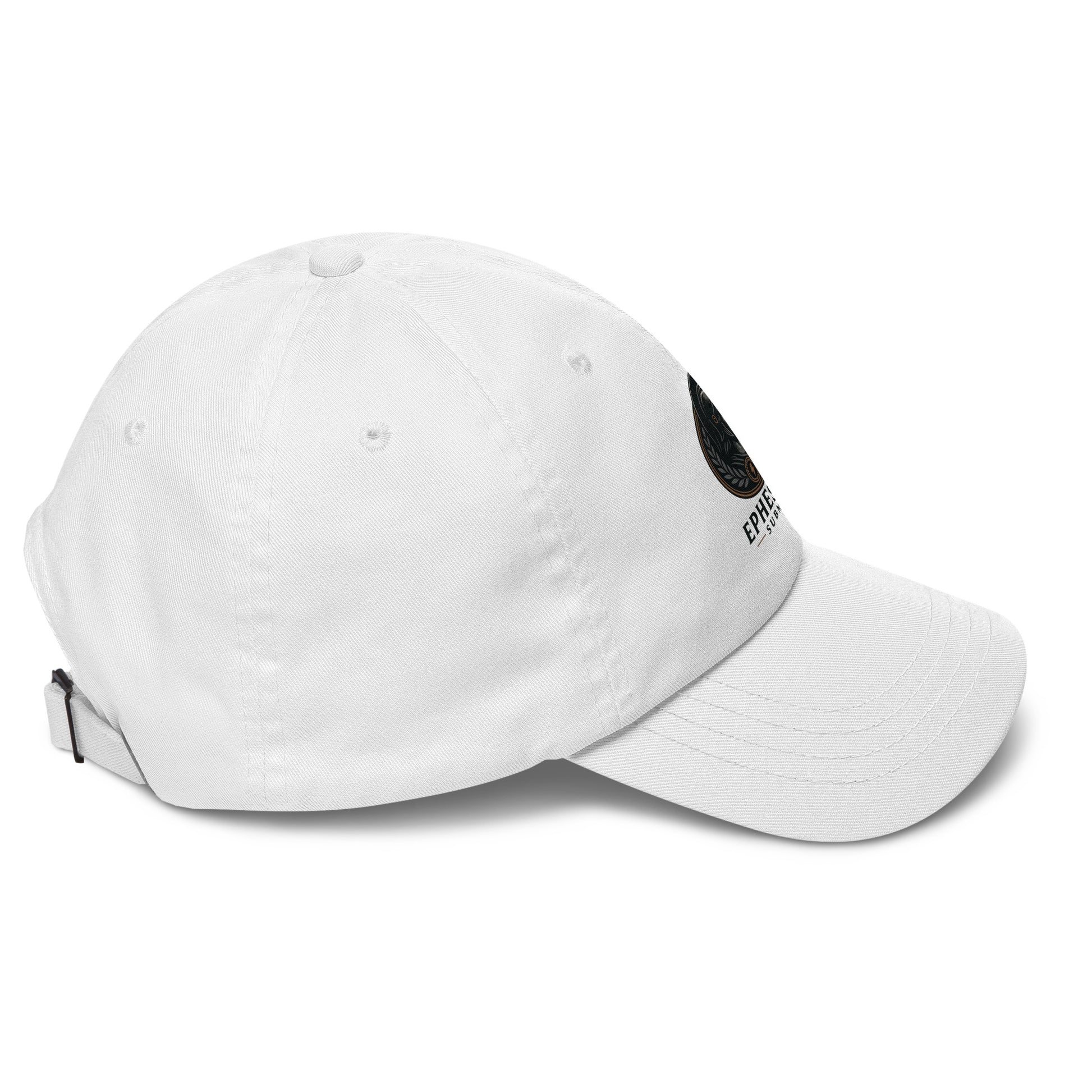 Side view of White Ephessus Athena Eternal Warrior Divine Feminine Hat by Enlight Me Center
