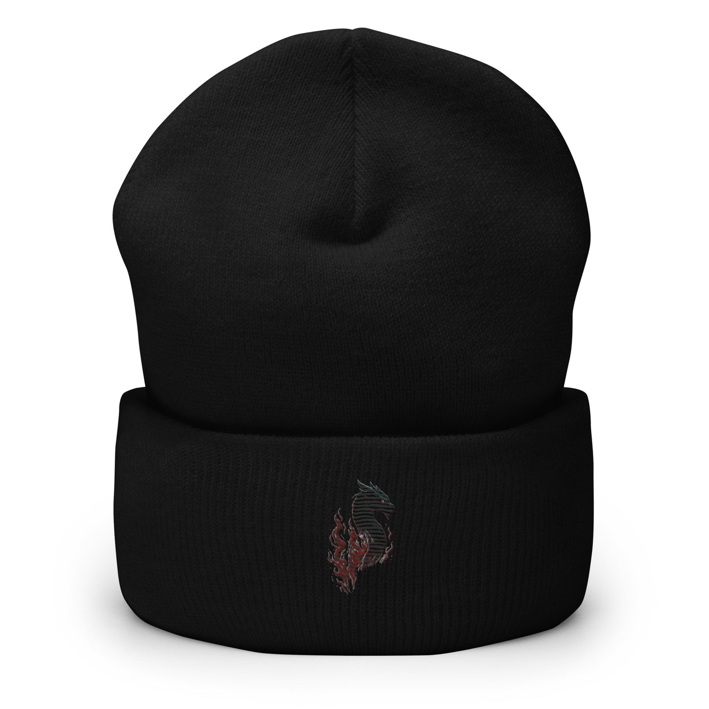 Front view of Black Ephessus Dragon Mythology Beanie by Enlight Me Center