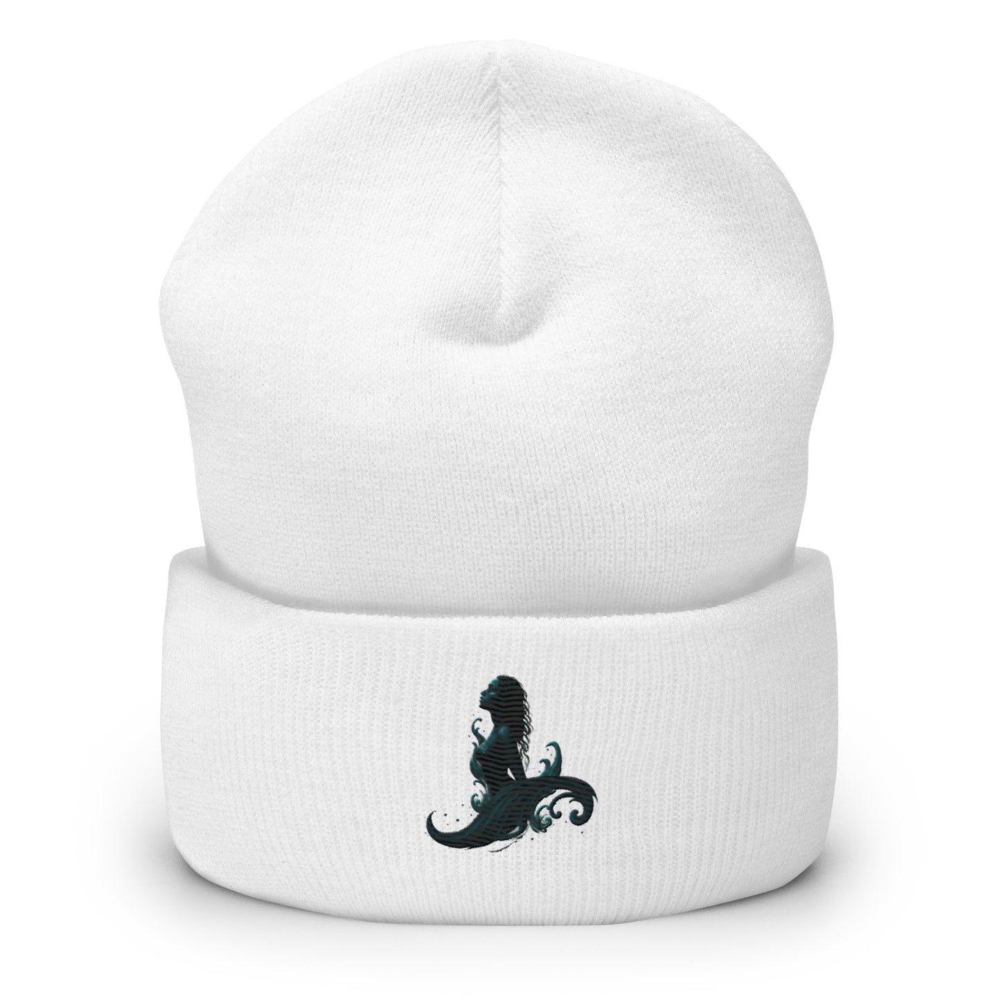 Front view of White Ephessus Mermaid Divine Feminine Beanie by Enlight Me Center