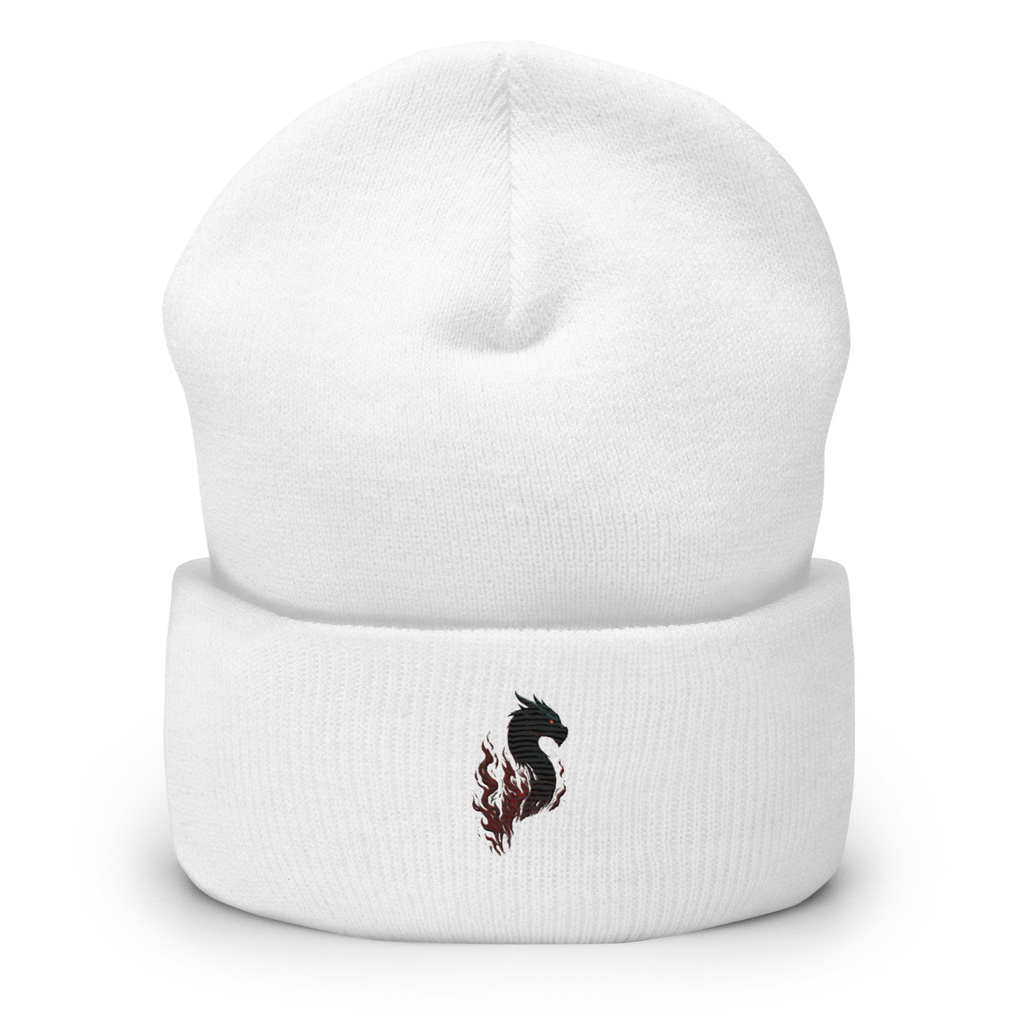 Front view of White Ephessus Dragon Mythology Beanie by Enlight Me Center
