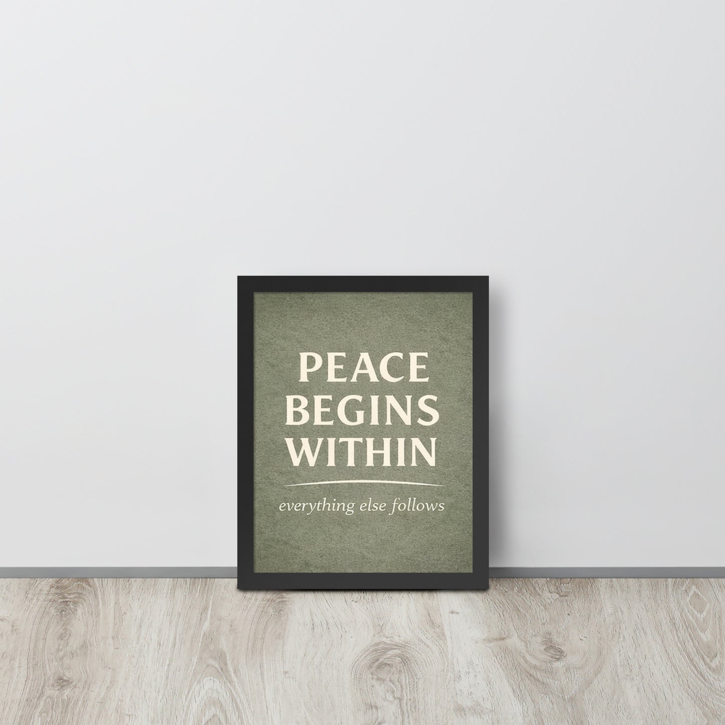 Black Peace Begins Within Spiritual Wall Art Framed Poster framed spiritual wall art for mindful home decor