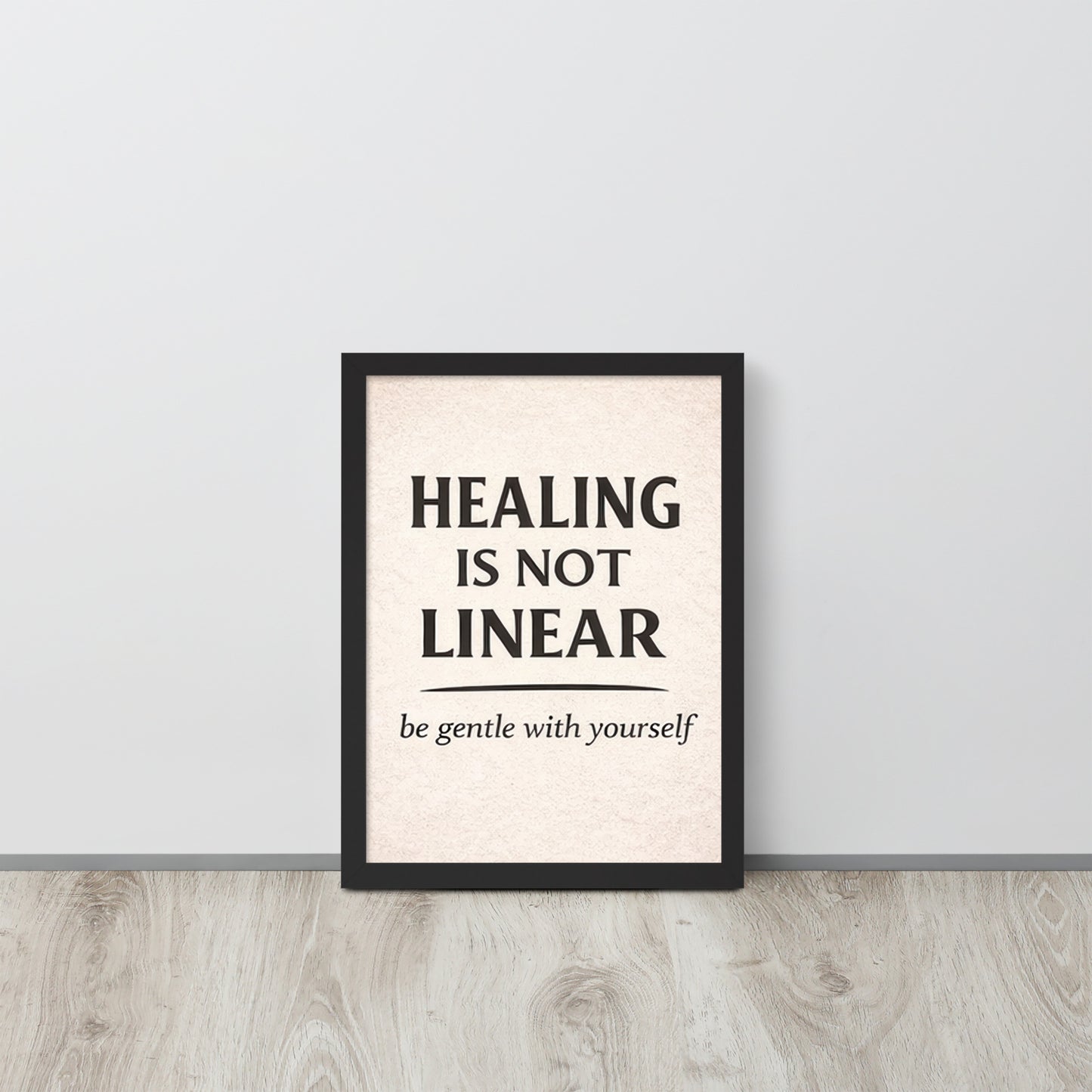 Front view of Black Healing is Not Linear Framed Poster by Enlight Me Center