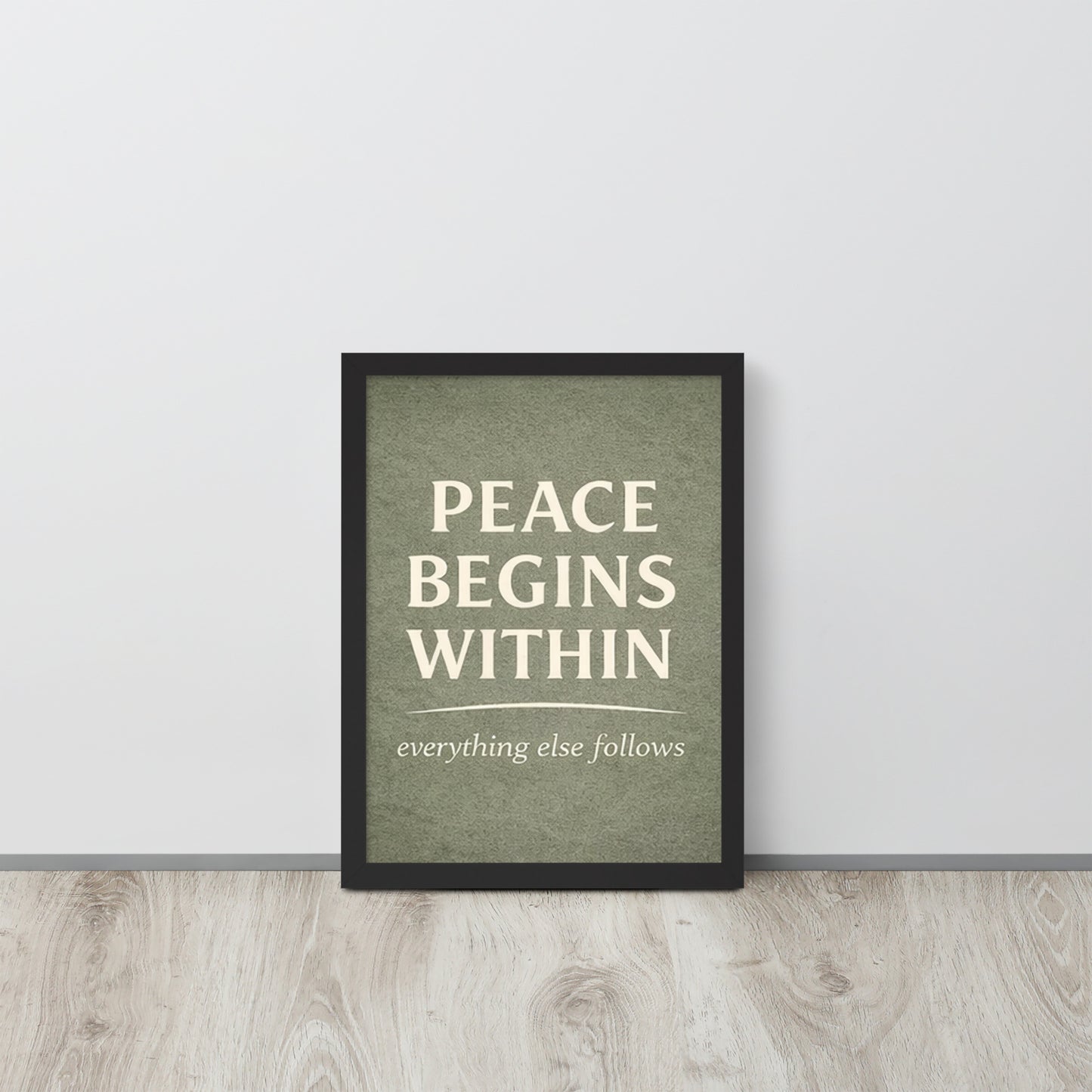 Black Peace Begins Within Spiritual Wall Art Framed Poster framed spiritual wall art for mindful home decor
