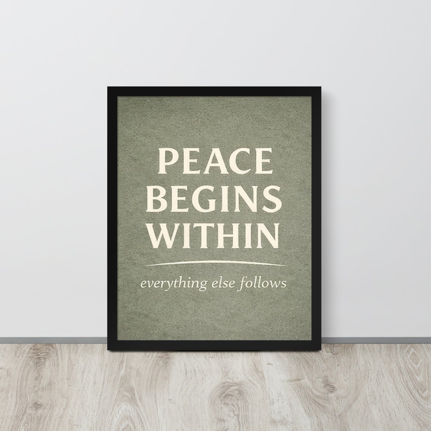 Black Peace Begins Within Spiritual Wall Art Framed Poster framed spiritual wall art for mindful home decor