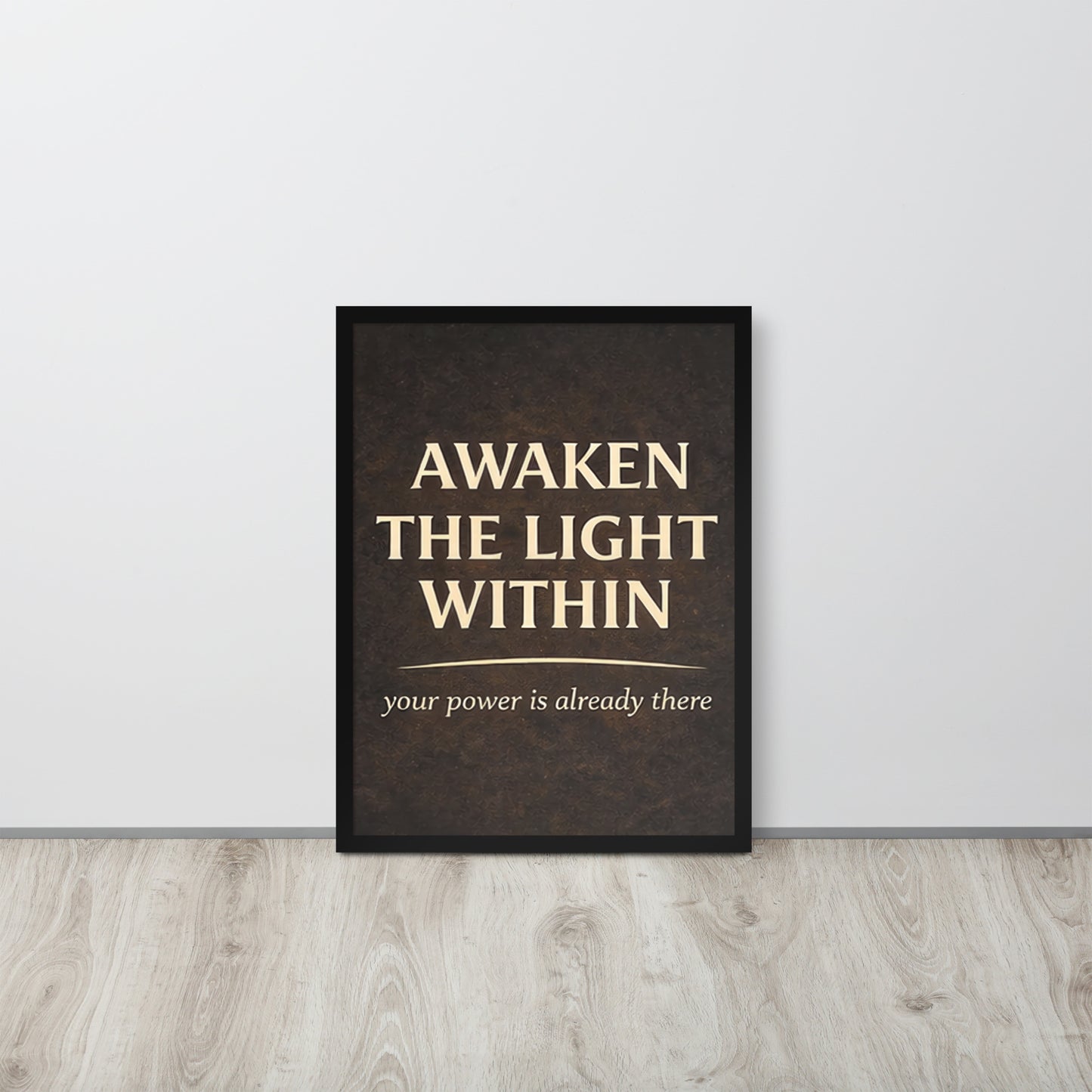 Black Awaken the Light Within Spiritual Wall Art Framed Poster framed spiritual wall art for mindful home decor