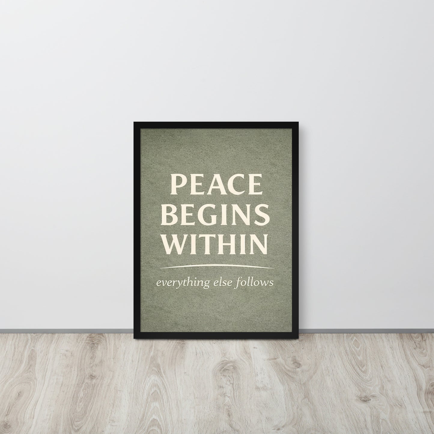 Black Peace Begins Within Spiritual Wall Art Framed Poster framed spiritual wall art for mindful home decor