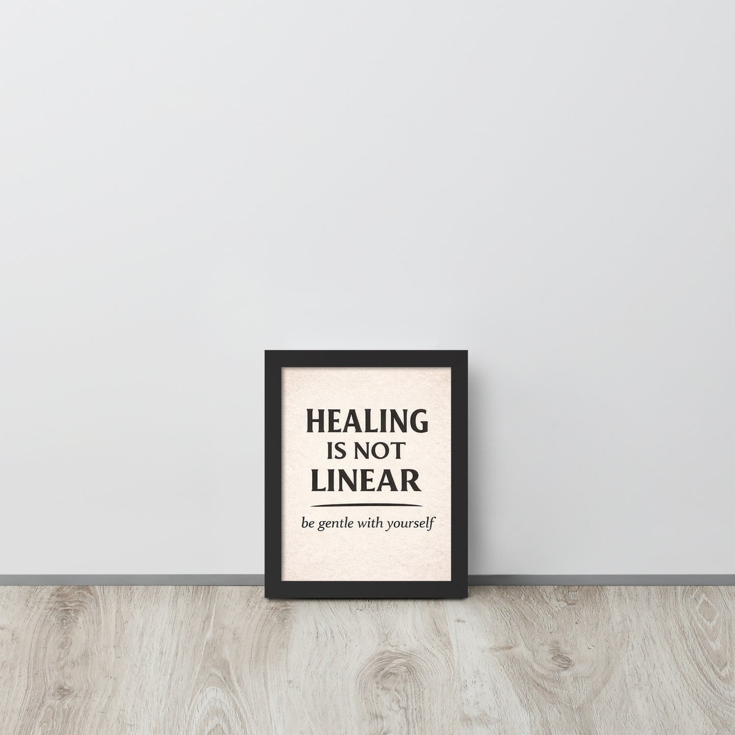 Front view of Black Healing is Not Linear Framed Poster by Enlight Me Center