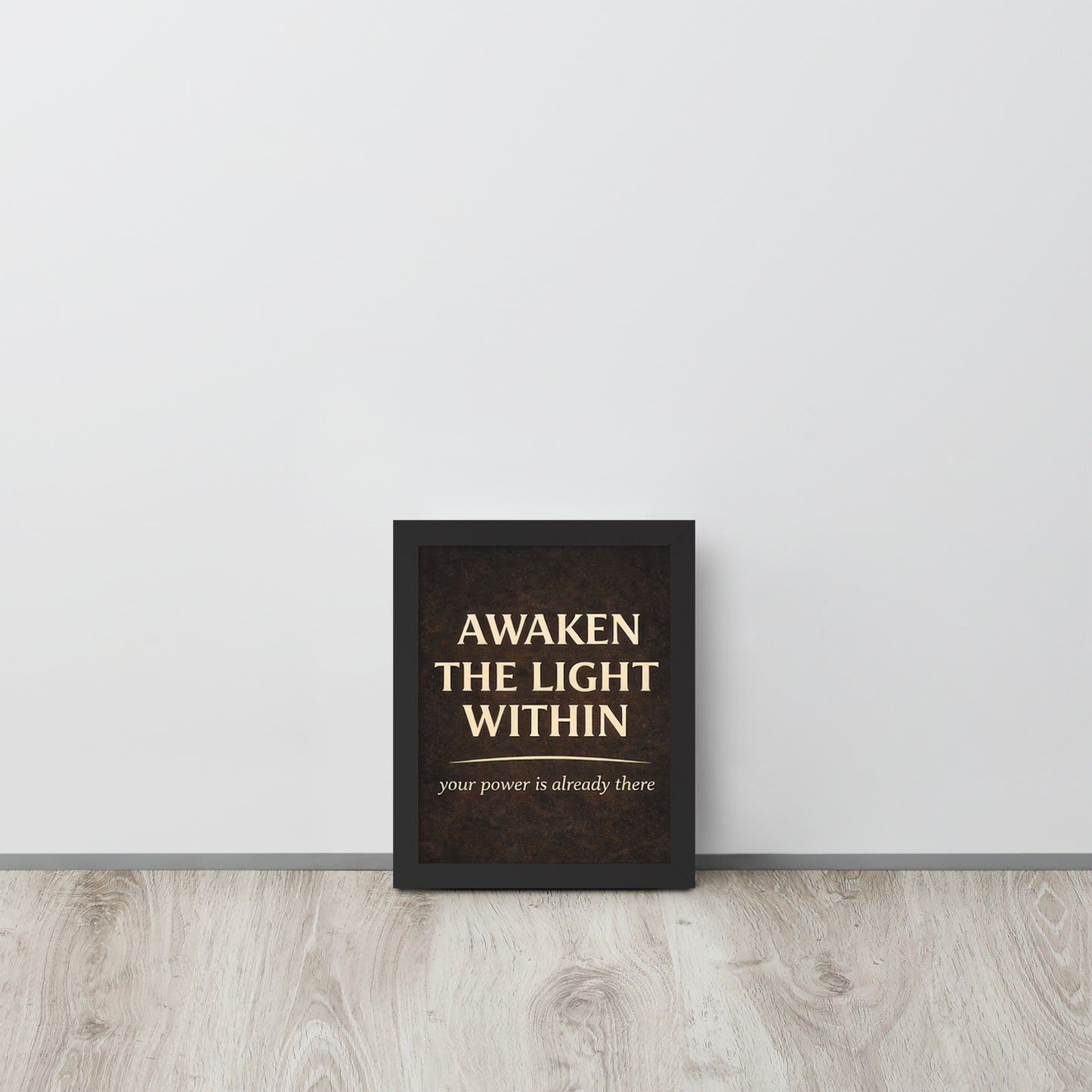 Black Awaken the Light Within Spiritual Wall Art Framed Poster framed spiritual wall art for mindful home decor