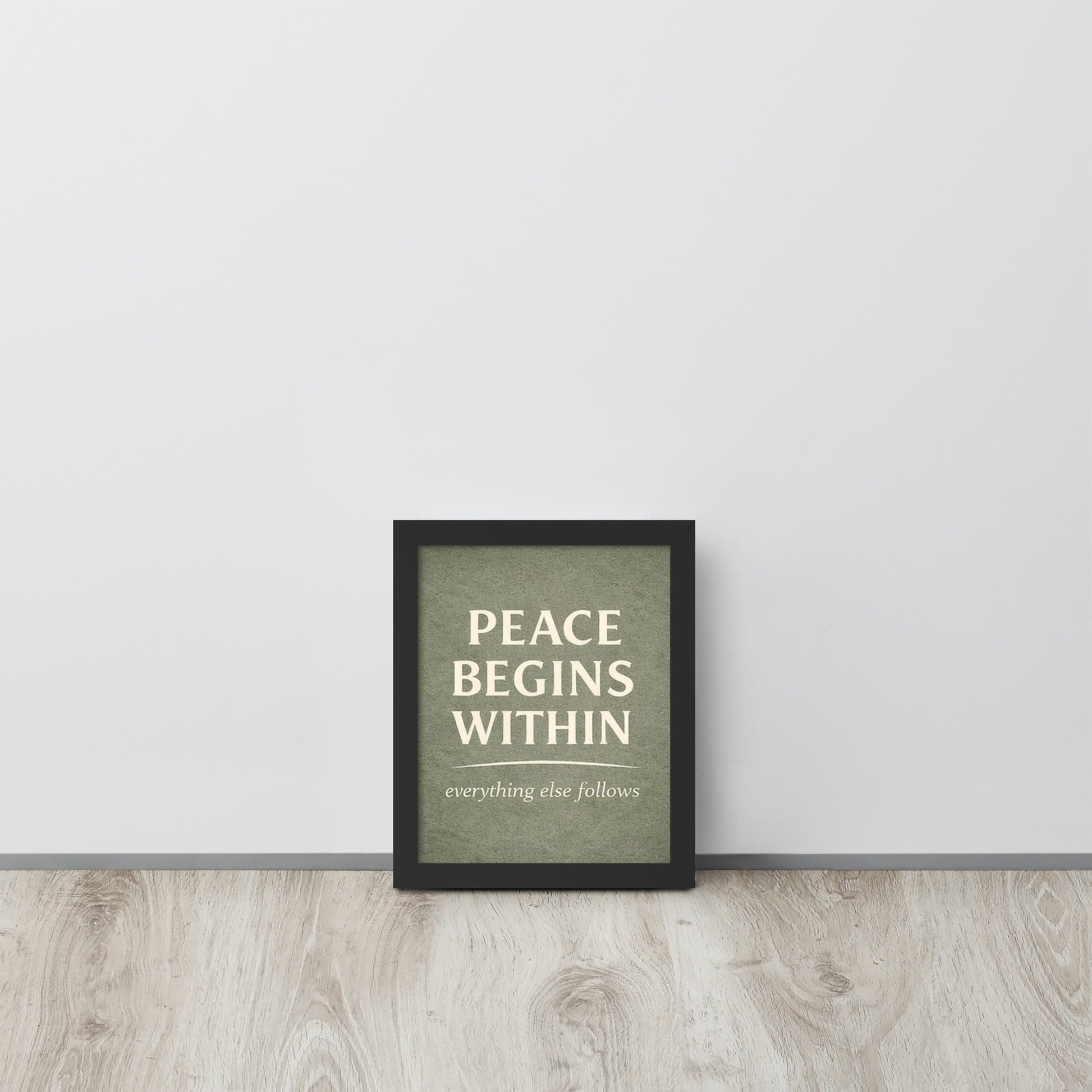 Black Peace Begins Within Spiritual Wall Art Framed Poster framed spiritual wall art for mindful home decor