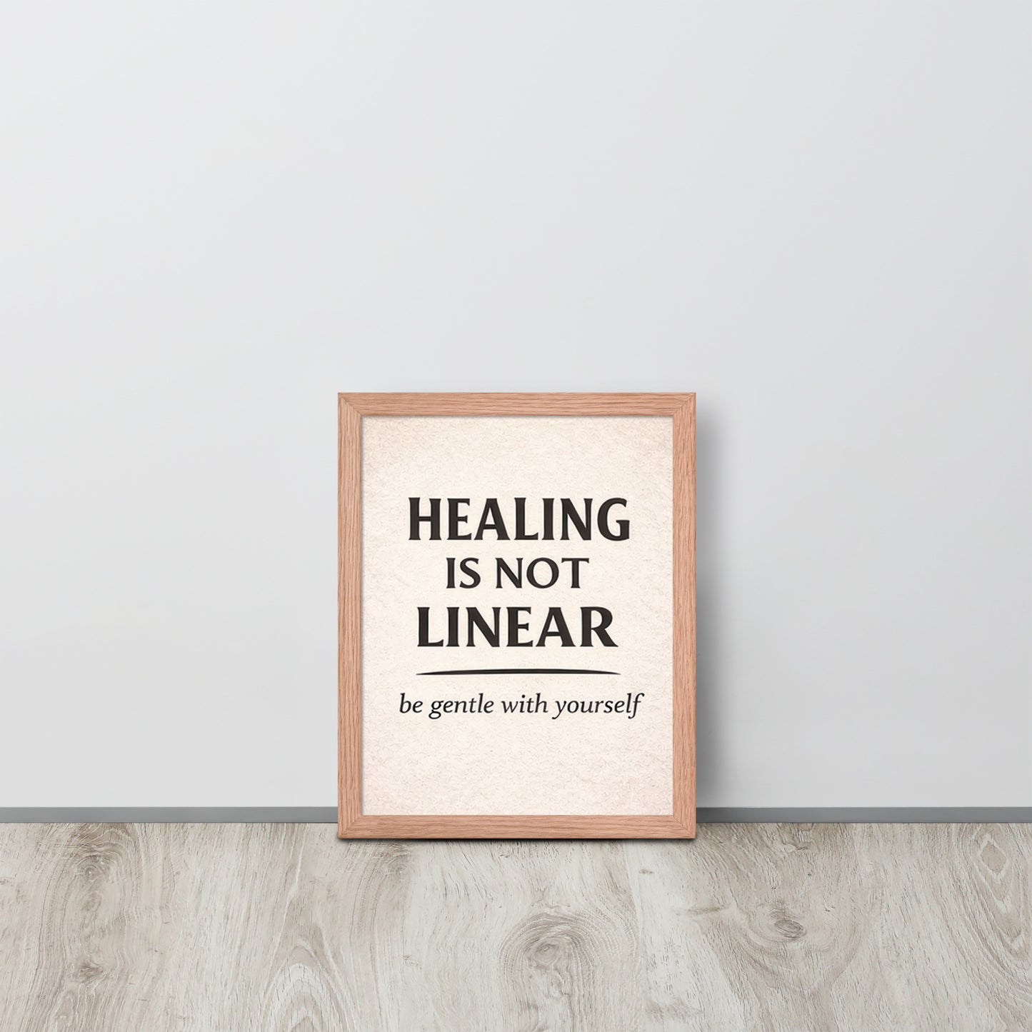 Front view of Red Healing is Not Linear Framed Poster by Enlight Me Center