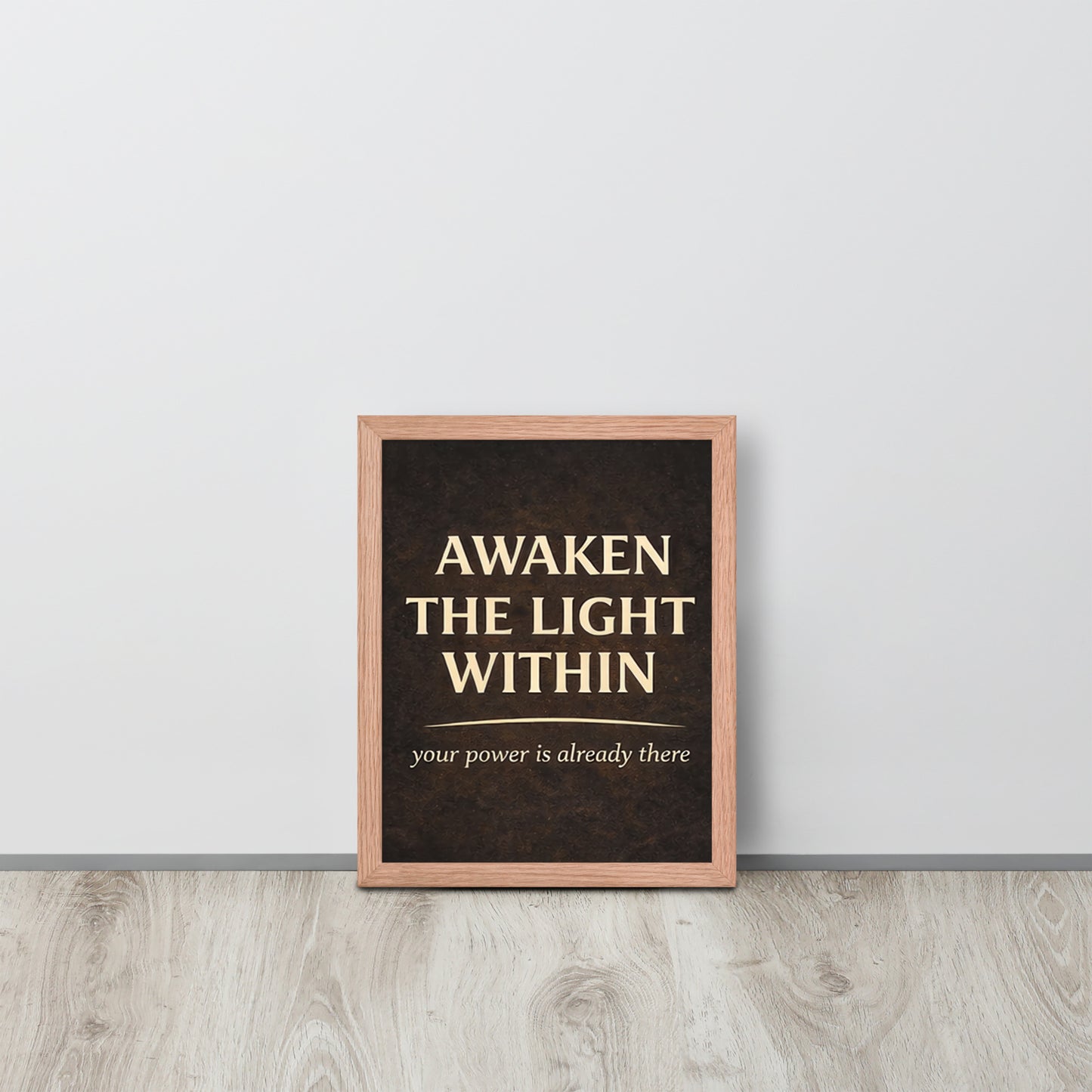 Red Awaken the Light Within Spiritual Wall Art Framed Poster framed spiritual wall art for mindful home decor