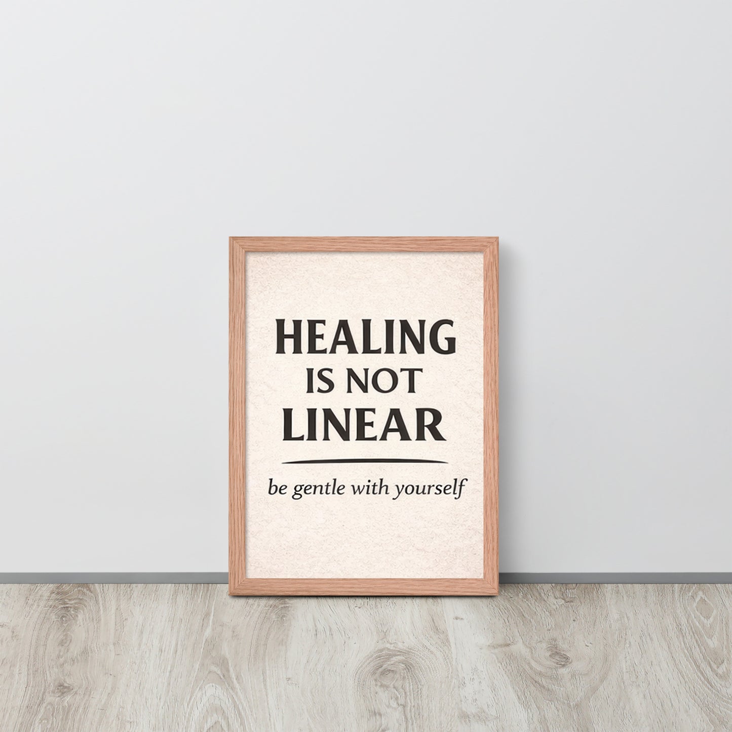 Front view of Red Healing is Not Linear Framed Poster by Enlight Me Center