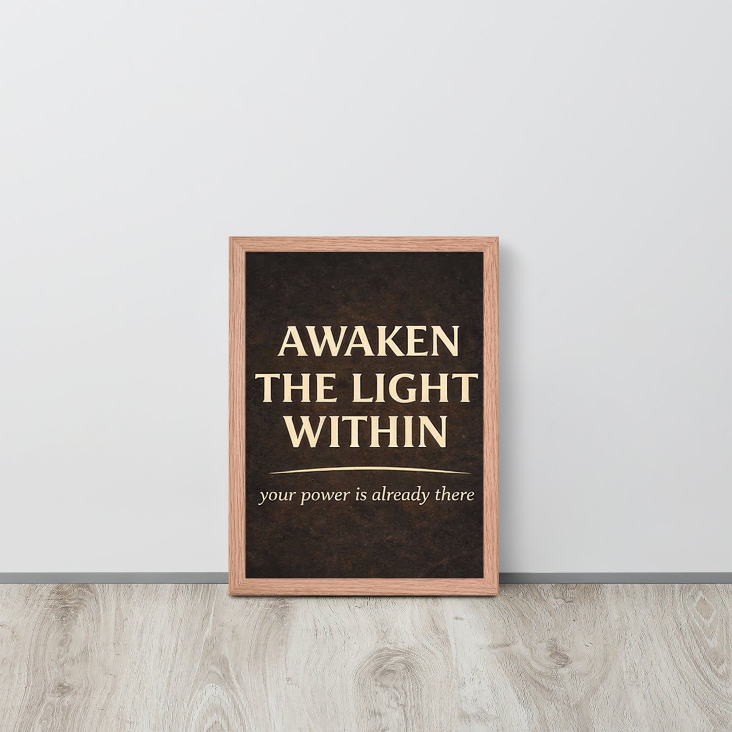 Red Awaken the Light Within Spiritual Wall Art Framed Poster framed spiritual wall art for mindful home decor