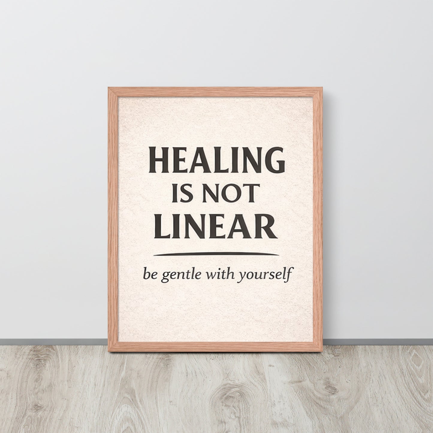 Front view of Red Healing is Not Linear Framed Poster by Enlight Me Center