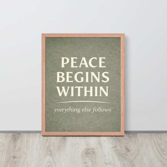 Red Peace Begins Within Spiritual Wall Art Framed Poster framed spiritual wall art for mindful home decor