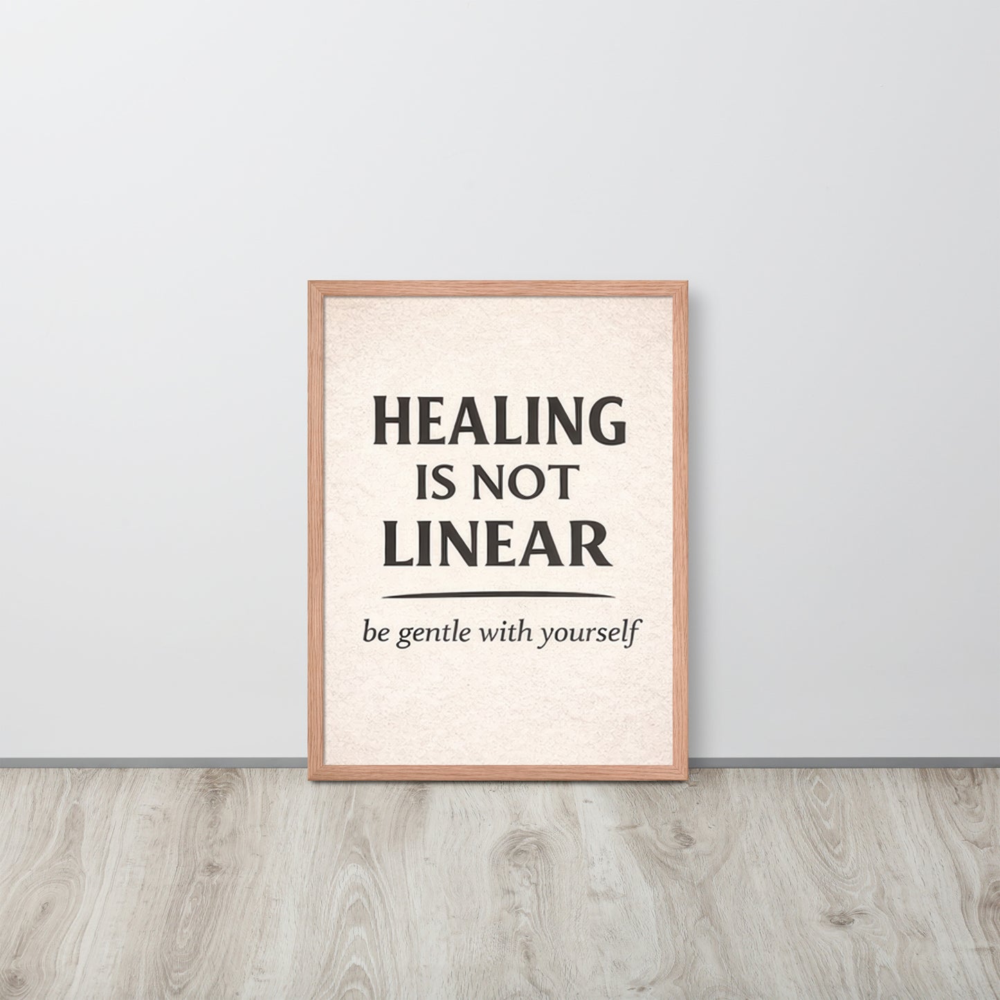 Front view of Red Healing is Not Linear Framed Poster by Enlight Me Center