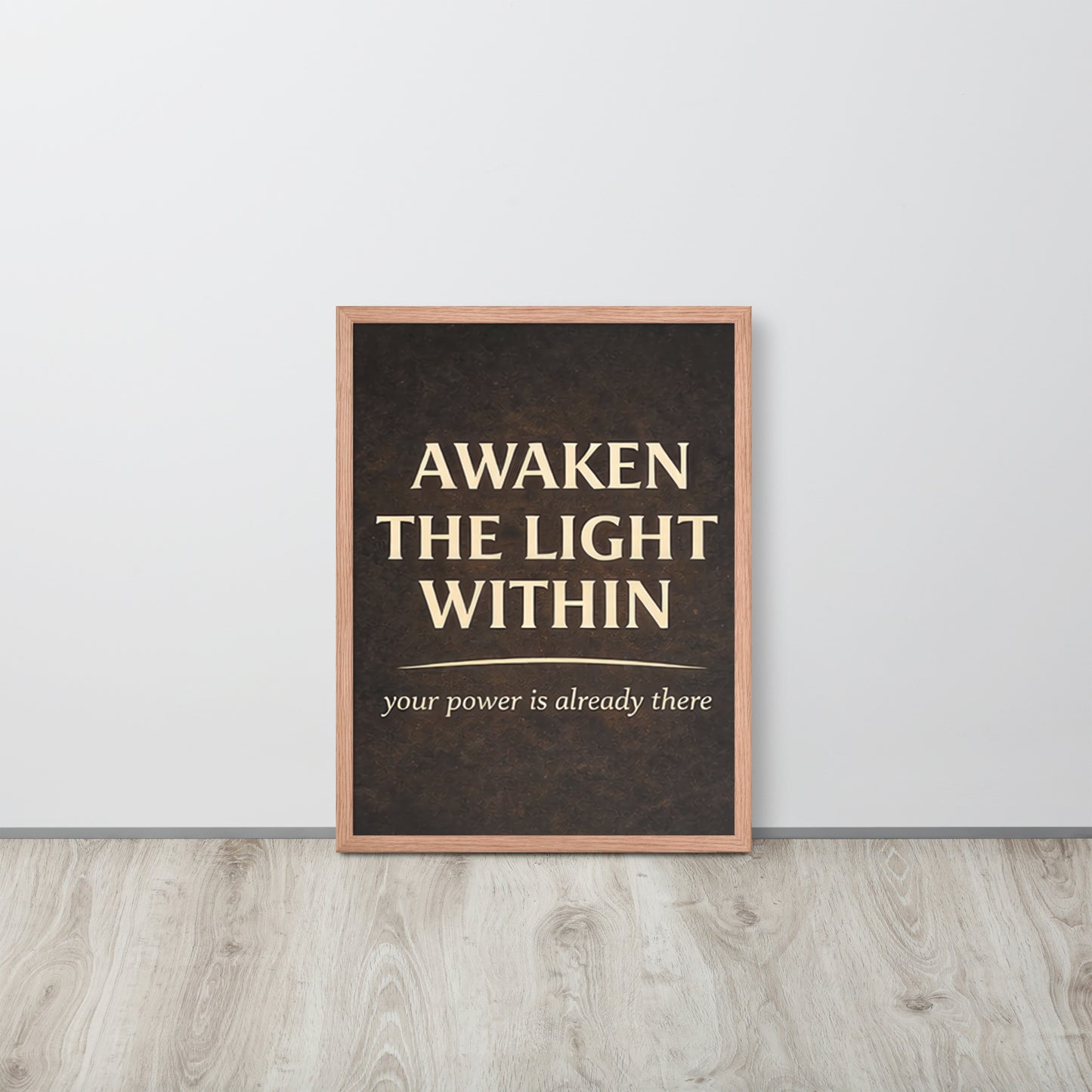 Red Awaken the Light Within Spiritual Wall Art Framed Poster framed spiritual wall art for mindful home decor