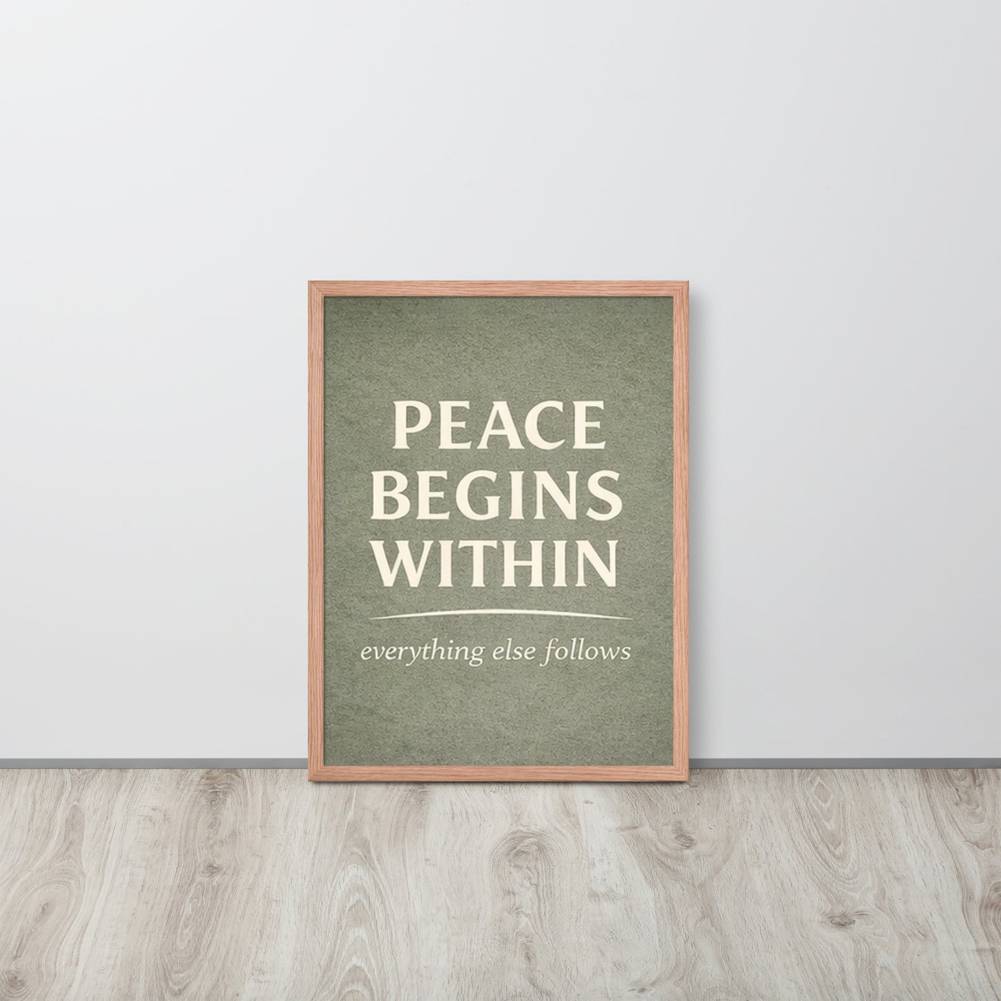 Red Peace Begins Within Spiritual Wall Art Framed Poster framed spiritual wall art for mindful home decor