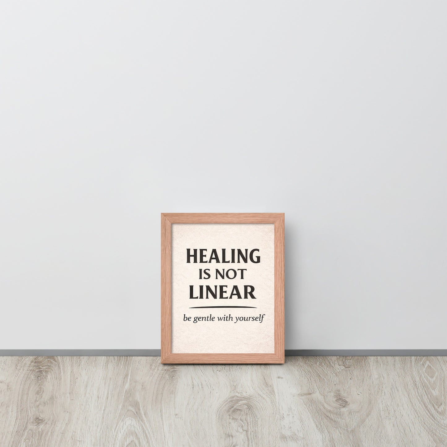 Front view of Red Healing is Not Linear Framed Poster by Enlight Me Center