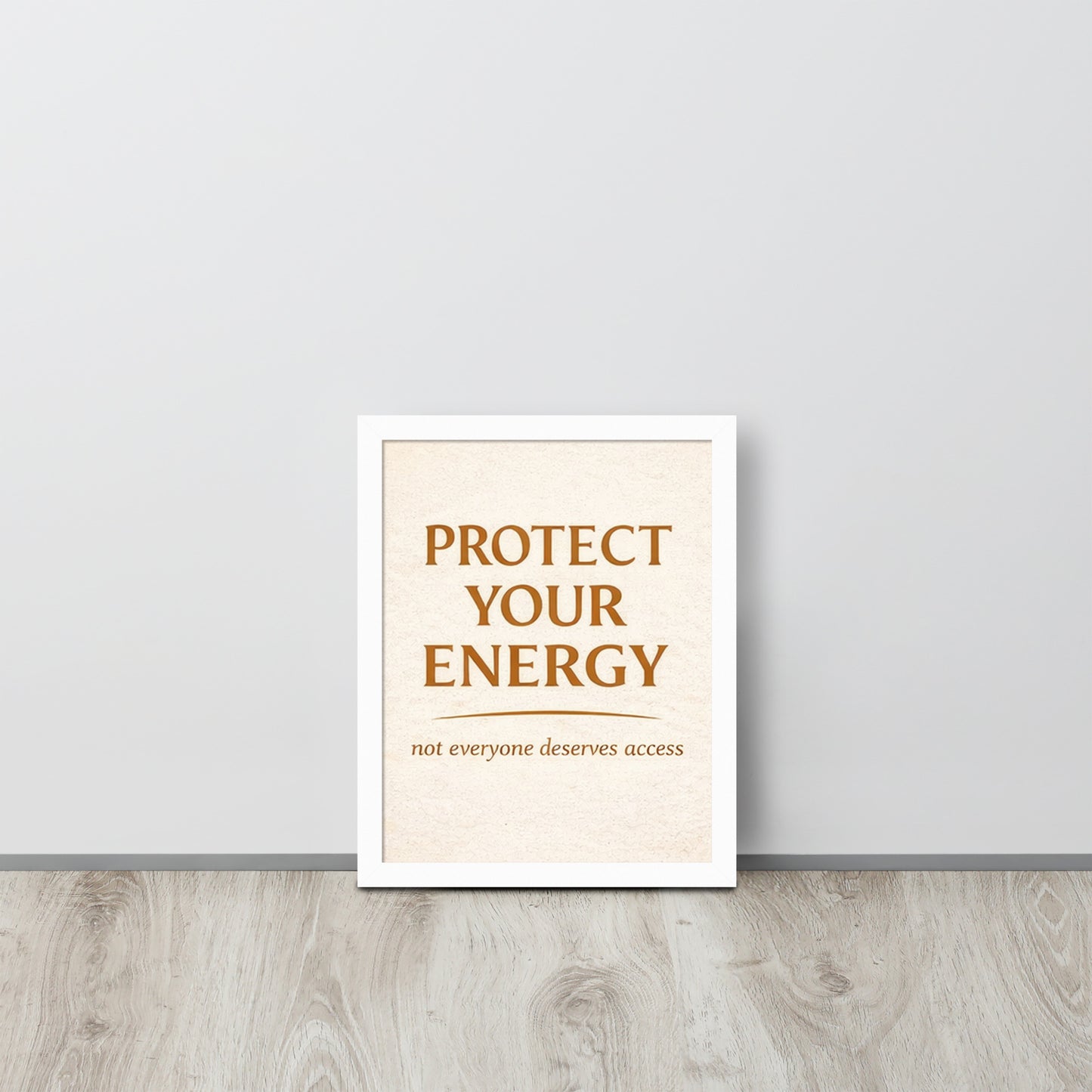 White Protect Your Energy Mystical Spiritual Framed Poster framed spiritual wall art for mindful home decor