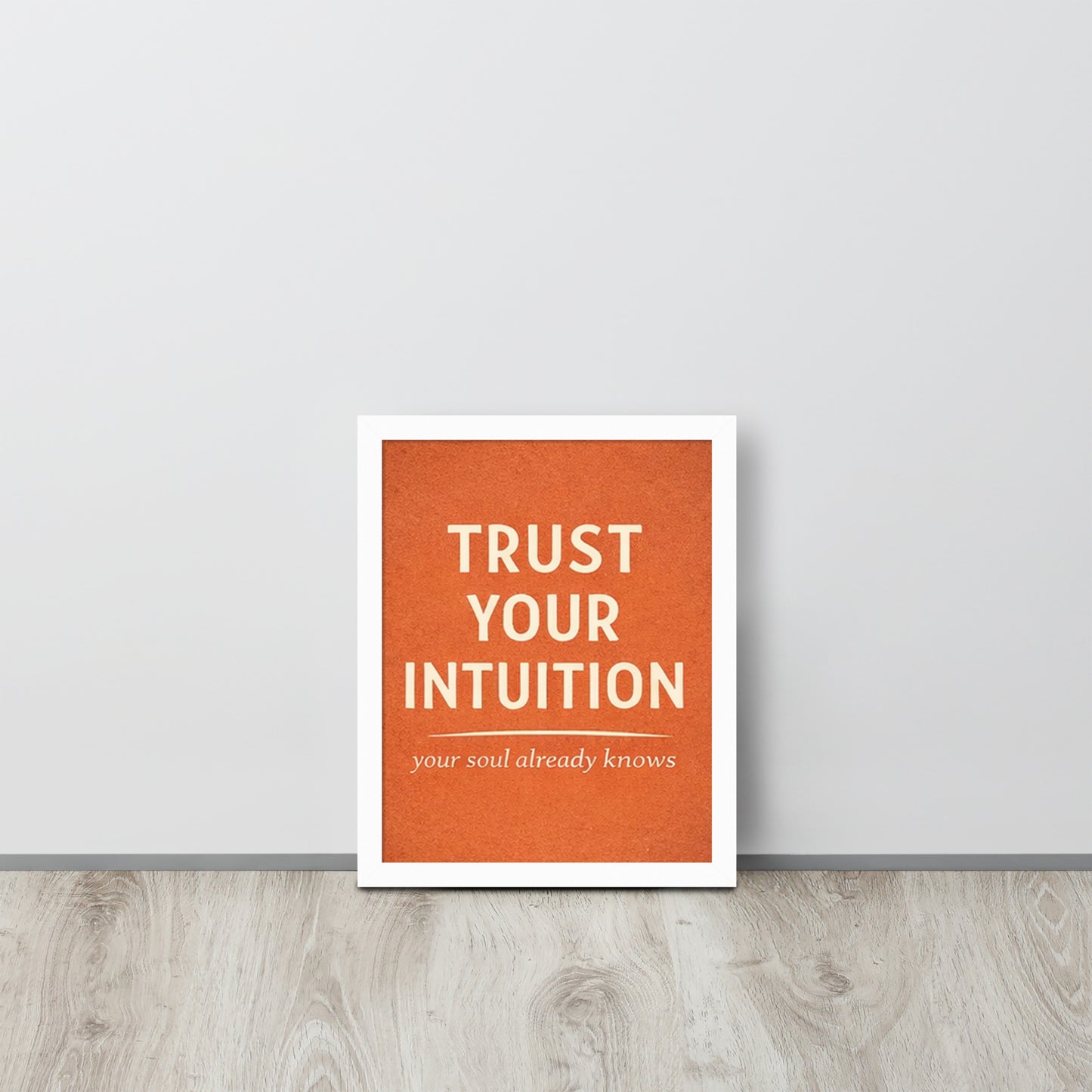 White Trust Your Intuition Spiritual Wall Art Framed Poster framed spiritual wall art for mindful home decor