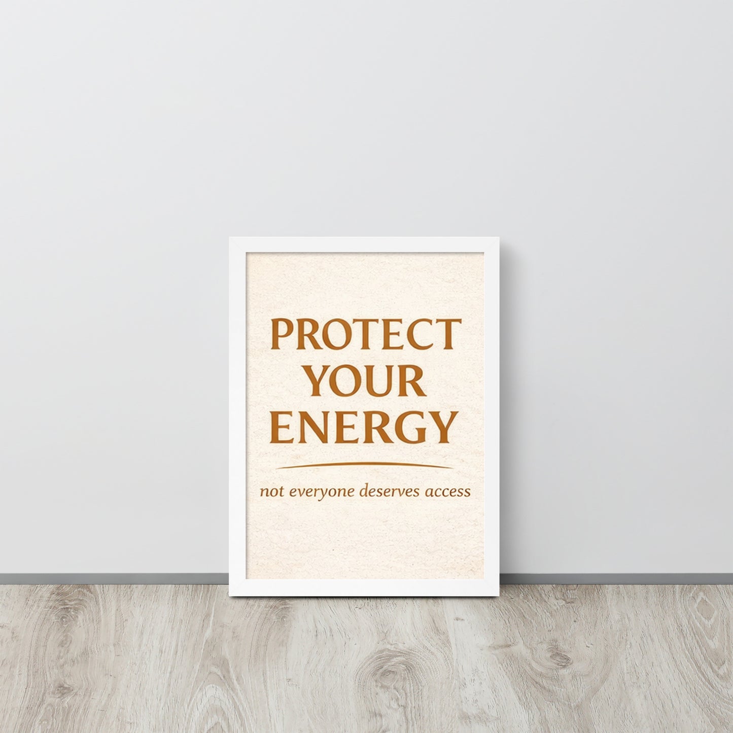 White Protect Your Energy Mystical Spiritual Framed Poster framed spiritual wall art for mindful home decor