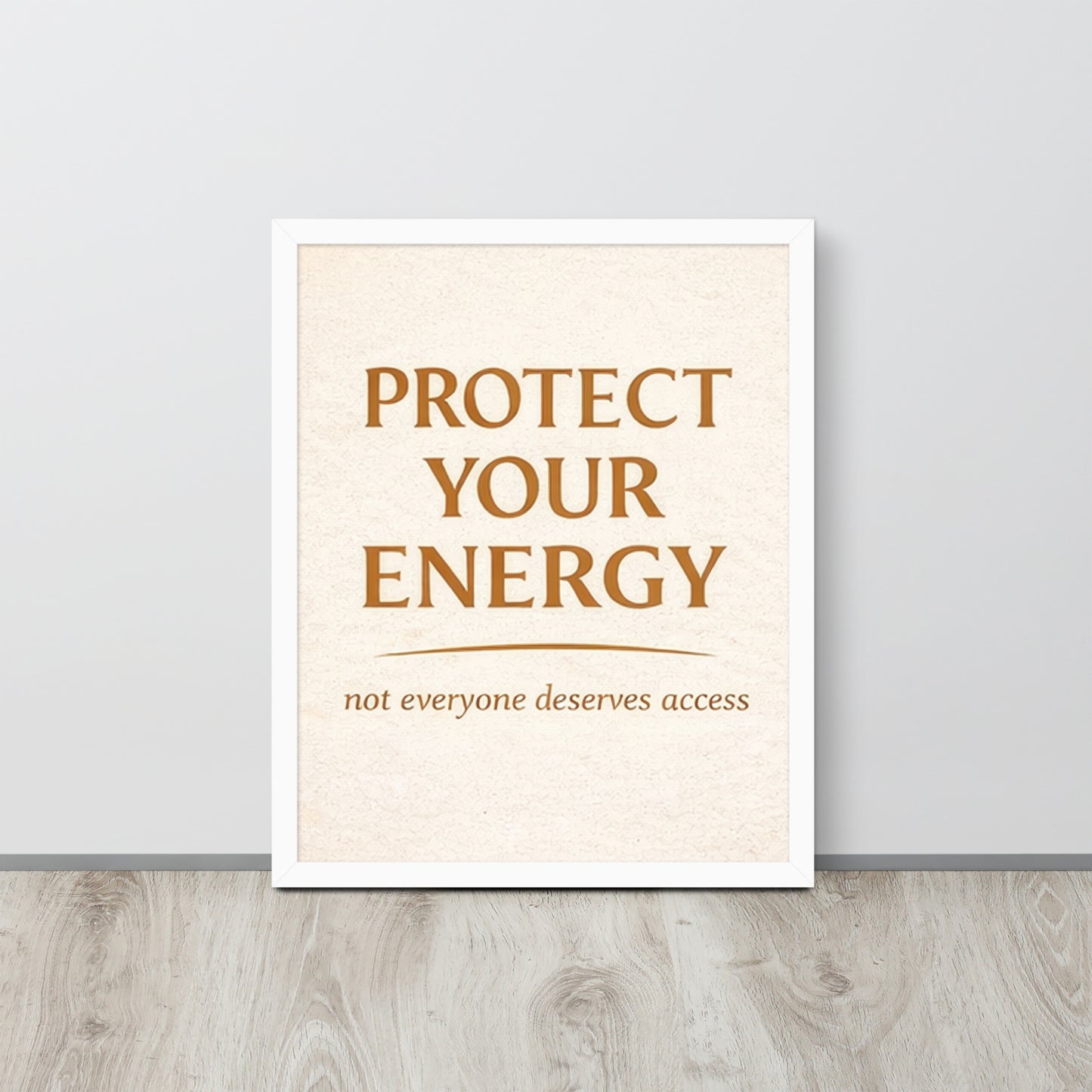 White Protect Your Energy Mystical Spiritual Framed Poster framed spiritual wall art for mindful home decor