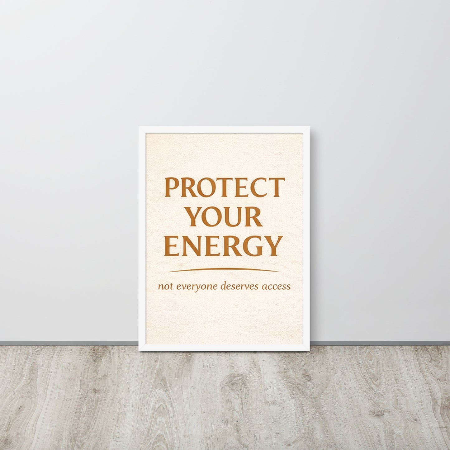 White Protect Your Energy Mystical Spiritual Framed Poster framed spiritual wall art for mindful home decor
