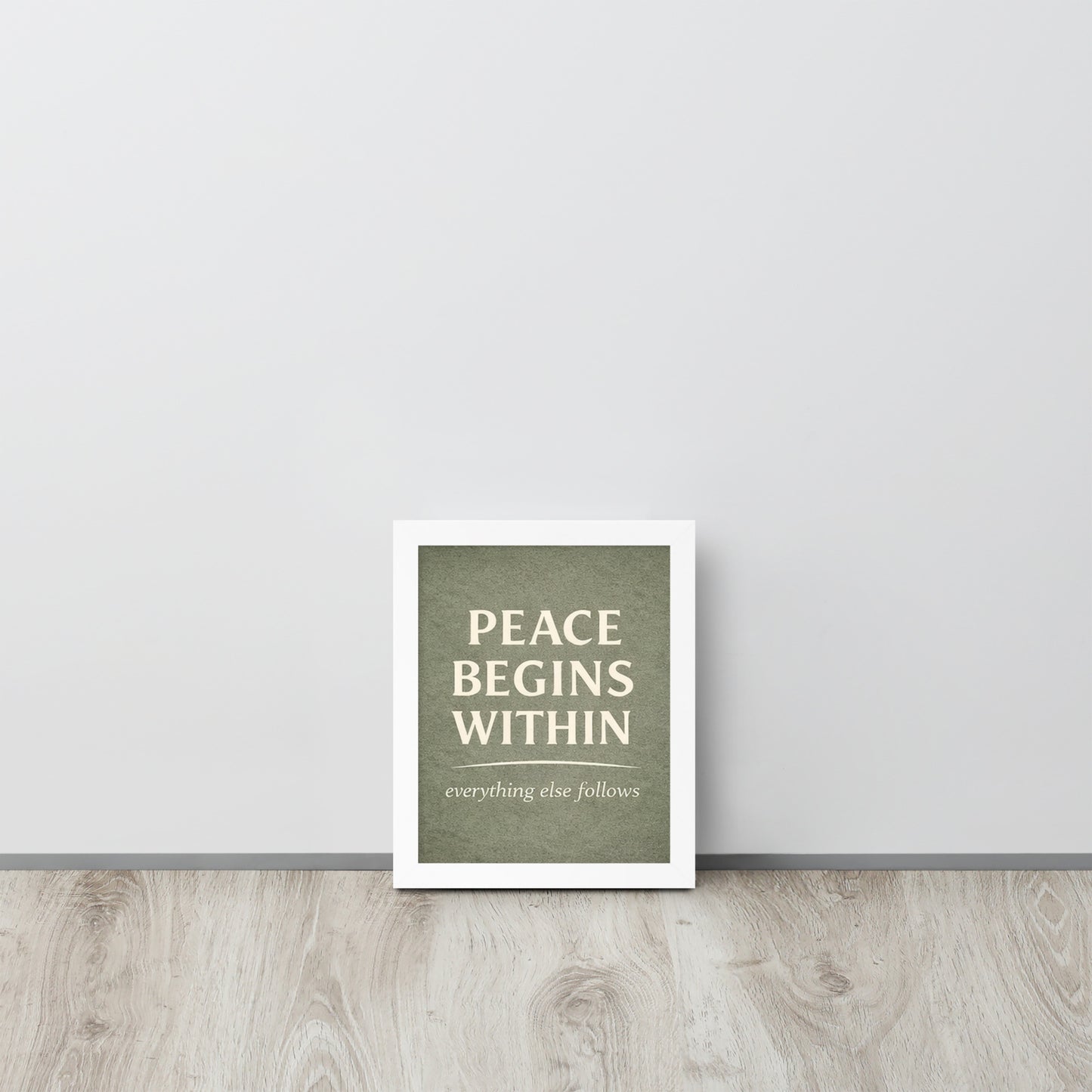 White Peace Begins Within Spiritual Wall Art Framed Poster framed spiritual wall art for mindful home decor