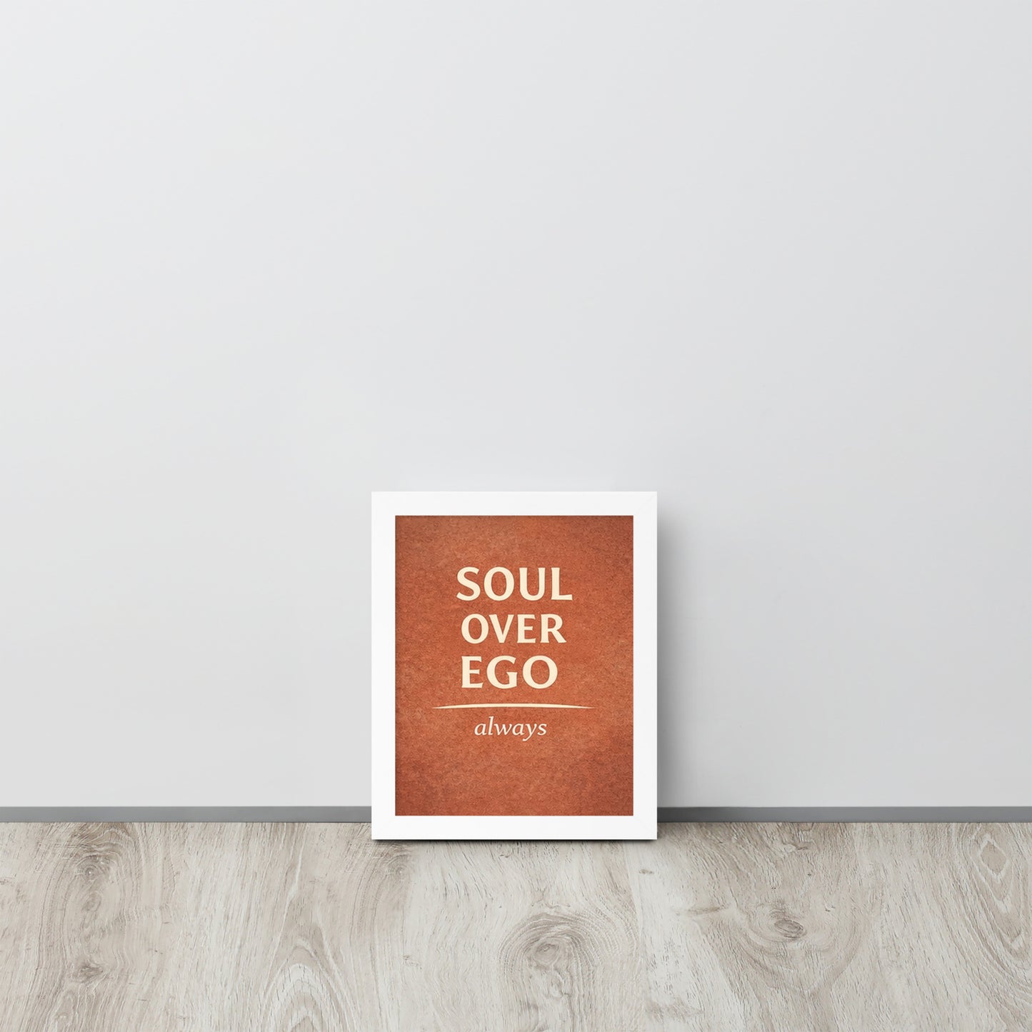 White Soul Over Ego Spiritual Wall Art Framed Poster framed spiritual wall art for mindful home decor