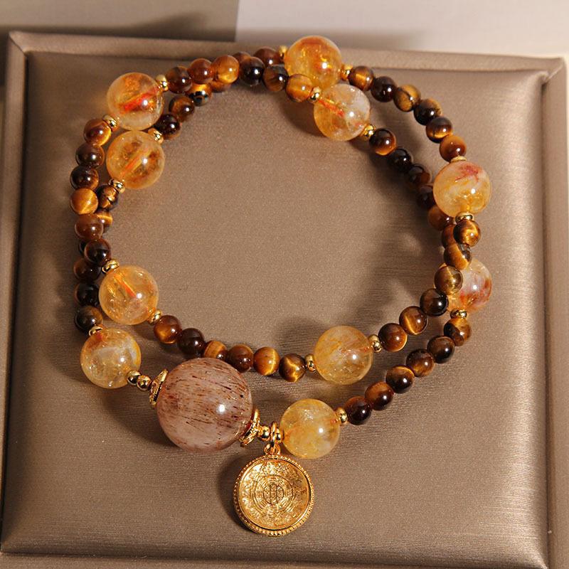 Natural Citrine Tiger-eye Bracelet Women Energy Bracelet spiritual accessory for grounding and intentional energy