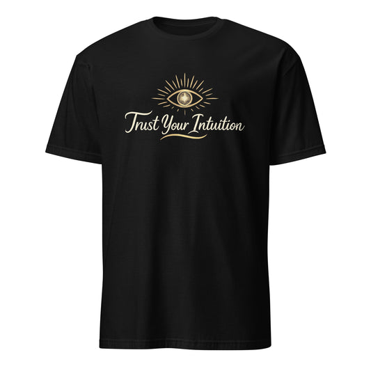 Front view of Black Trust Your Intuition Spiritual Tee by Enlight Me Center