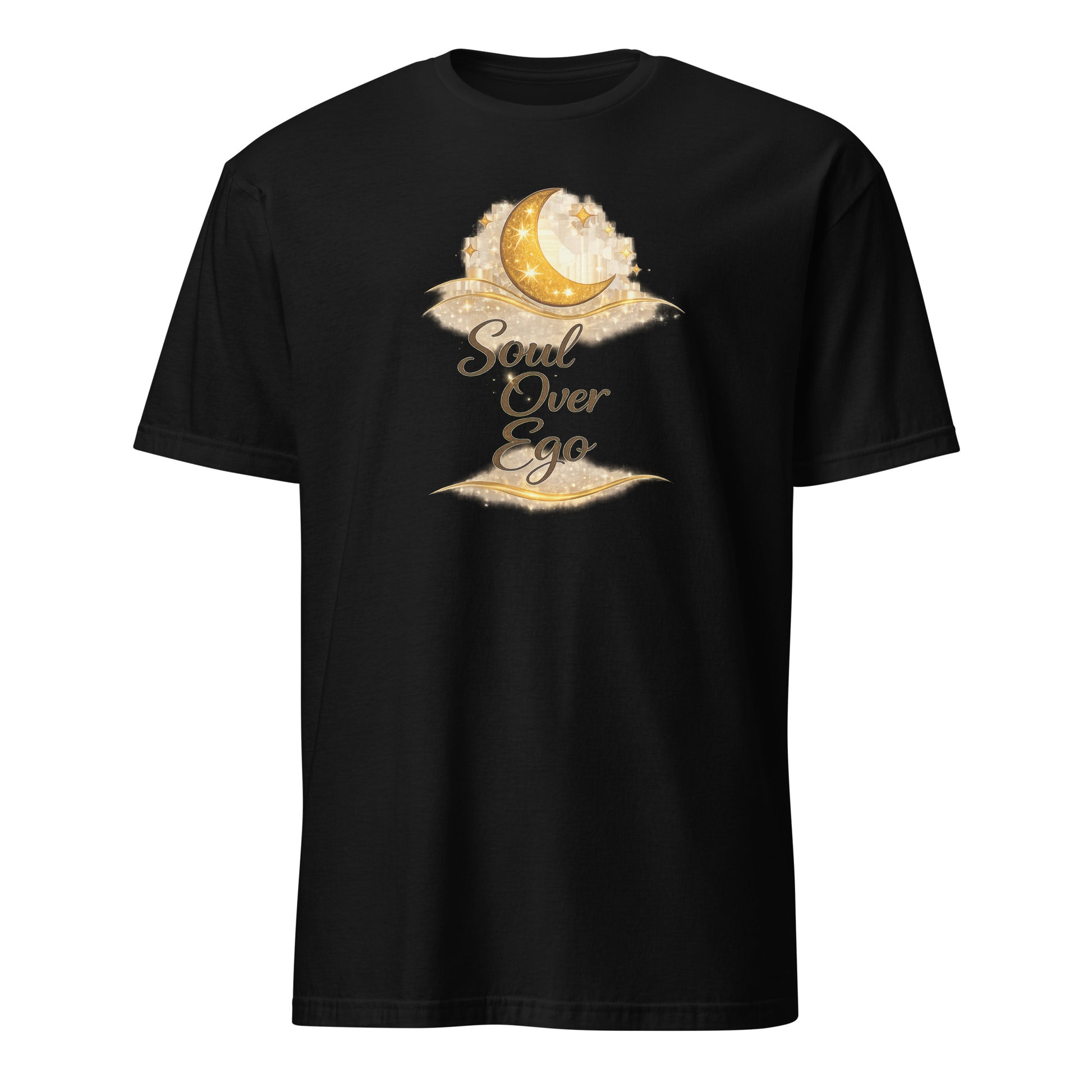 Front view of Black Soul Over Ego Spiritual Tee by Enlight Me Center