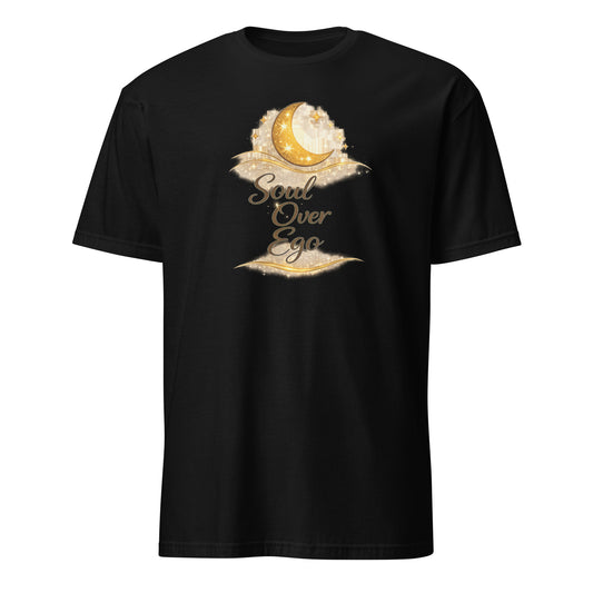 Front view of Black Soul Over Ego Spiritual Tee by Enlight Me Center