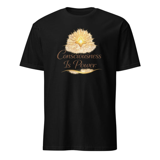 Front view of Black Consciousness is Power Spiritual Tee by Enlight Me Center