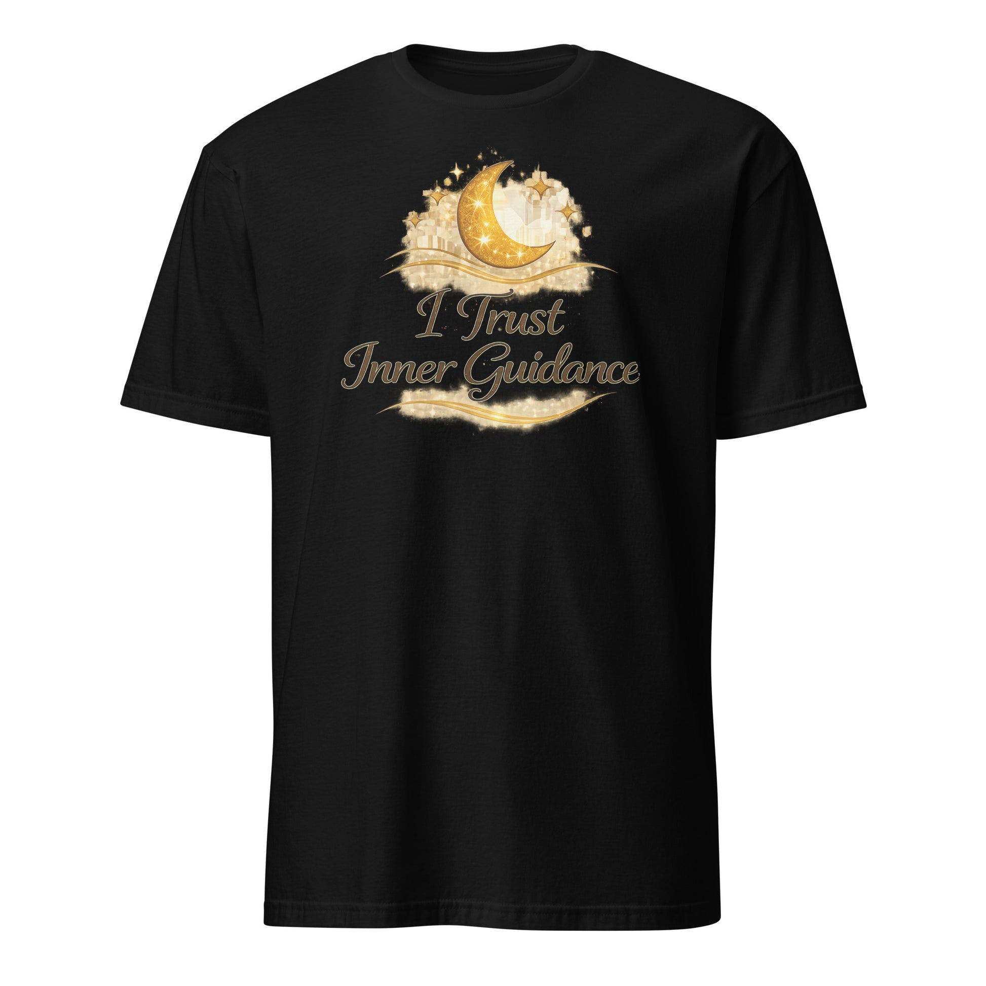 Front view of Black I Trust Inner Guidance Spiritual Tee by Enlight Me Center