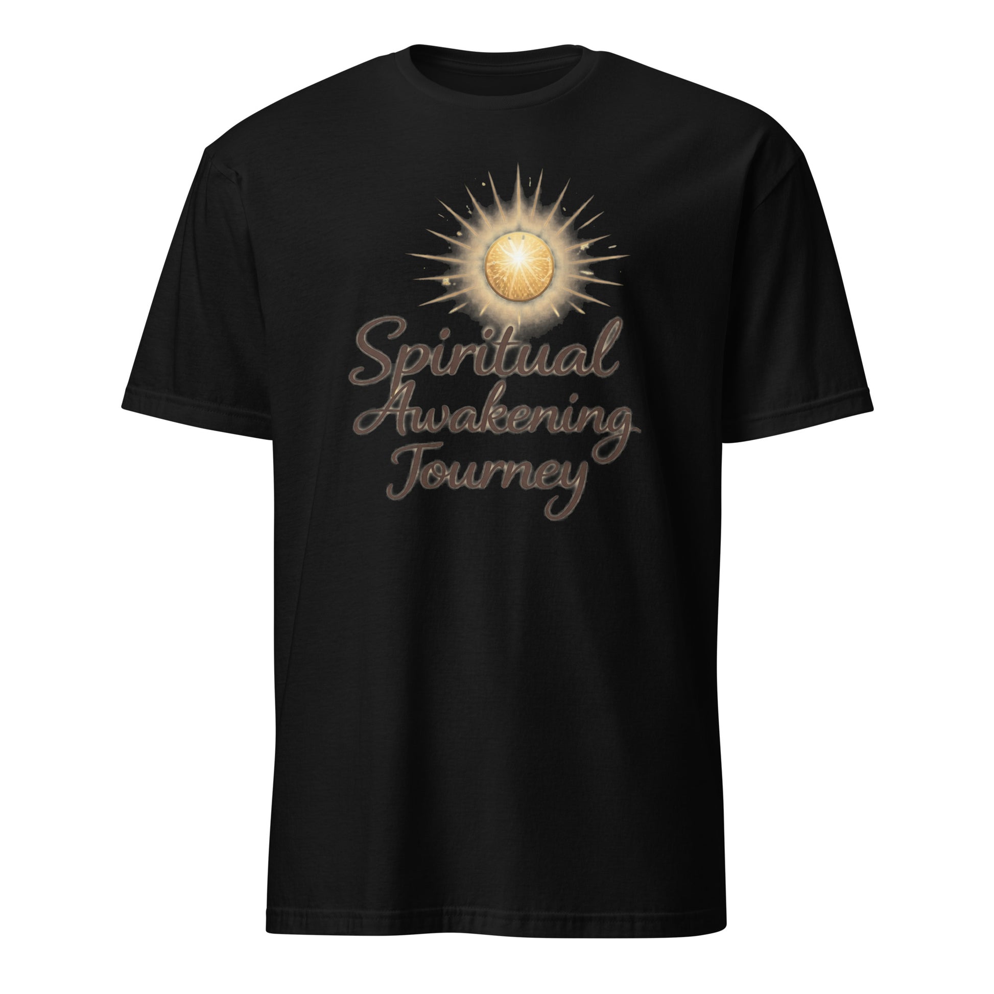 Front view of Black Spiritual Awakening Journey Spiritual Tee by Enlight Me Center