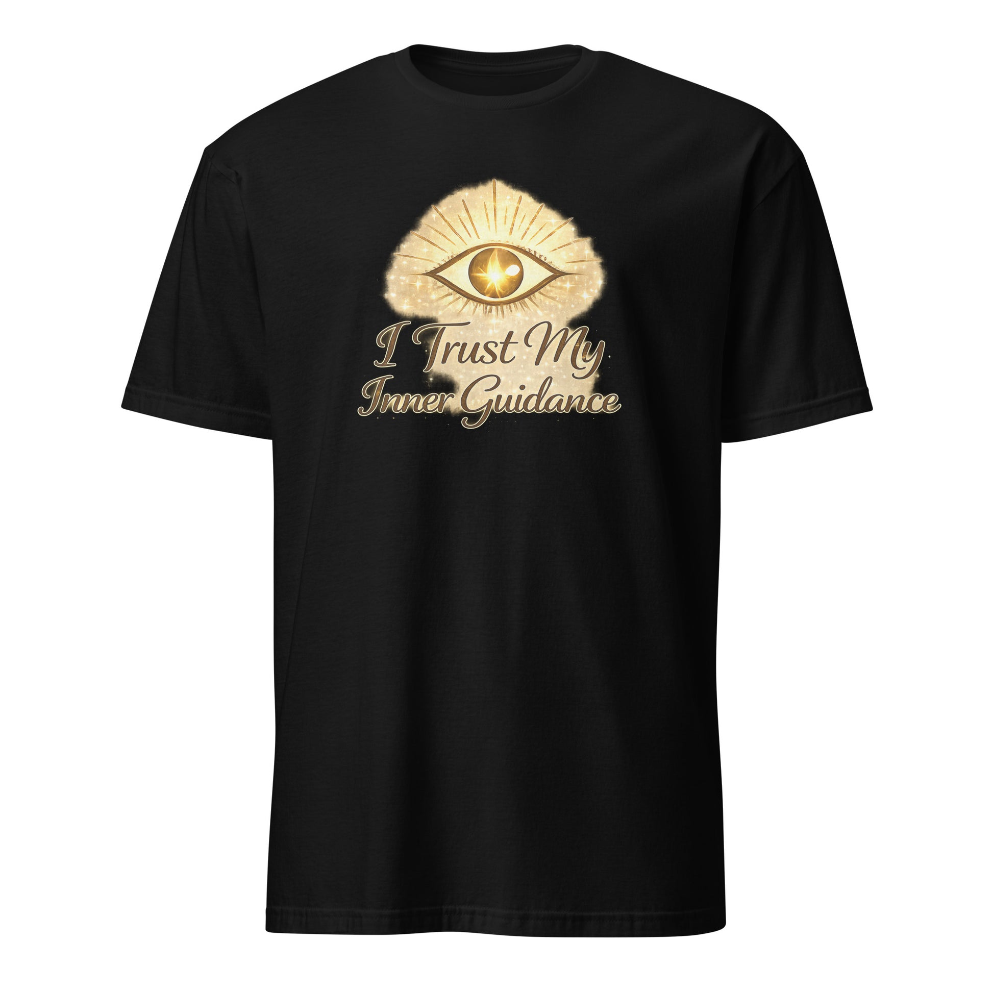 Front view of Black I Trust My Inner Guidance Spiritual Tee by Enlight Me Center