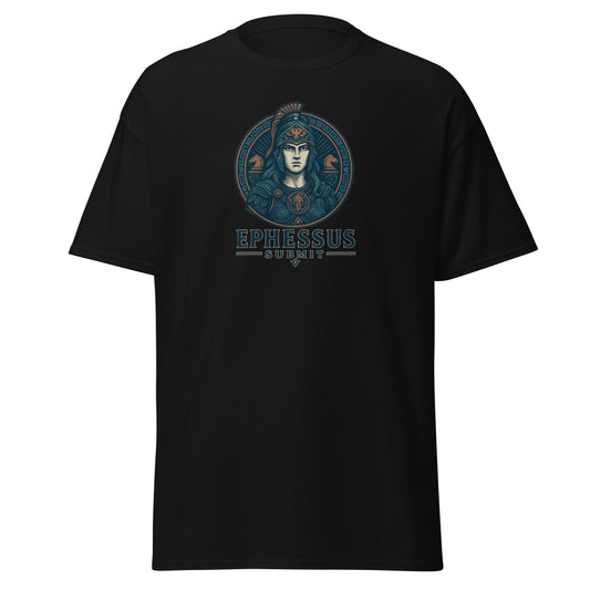 Black Ephessus Athena The Defender divine warrior classic tee featuring Greek mythology inspired goddess design