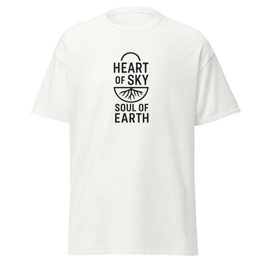 Front view of White Heart of Sky Spiritual Tee by Enlight Me Center