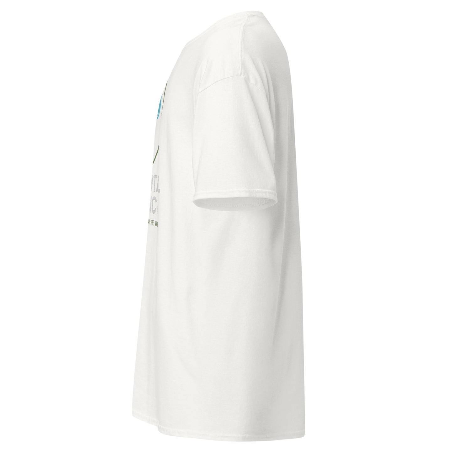 Side view of White Elemental Balance Spiritual Tee by Enlight Me Center